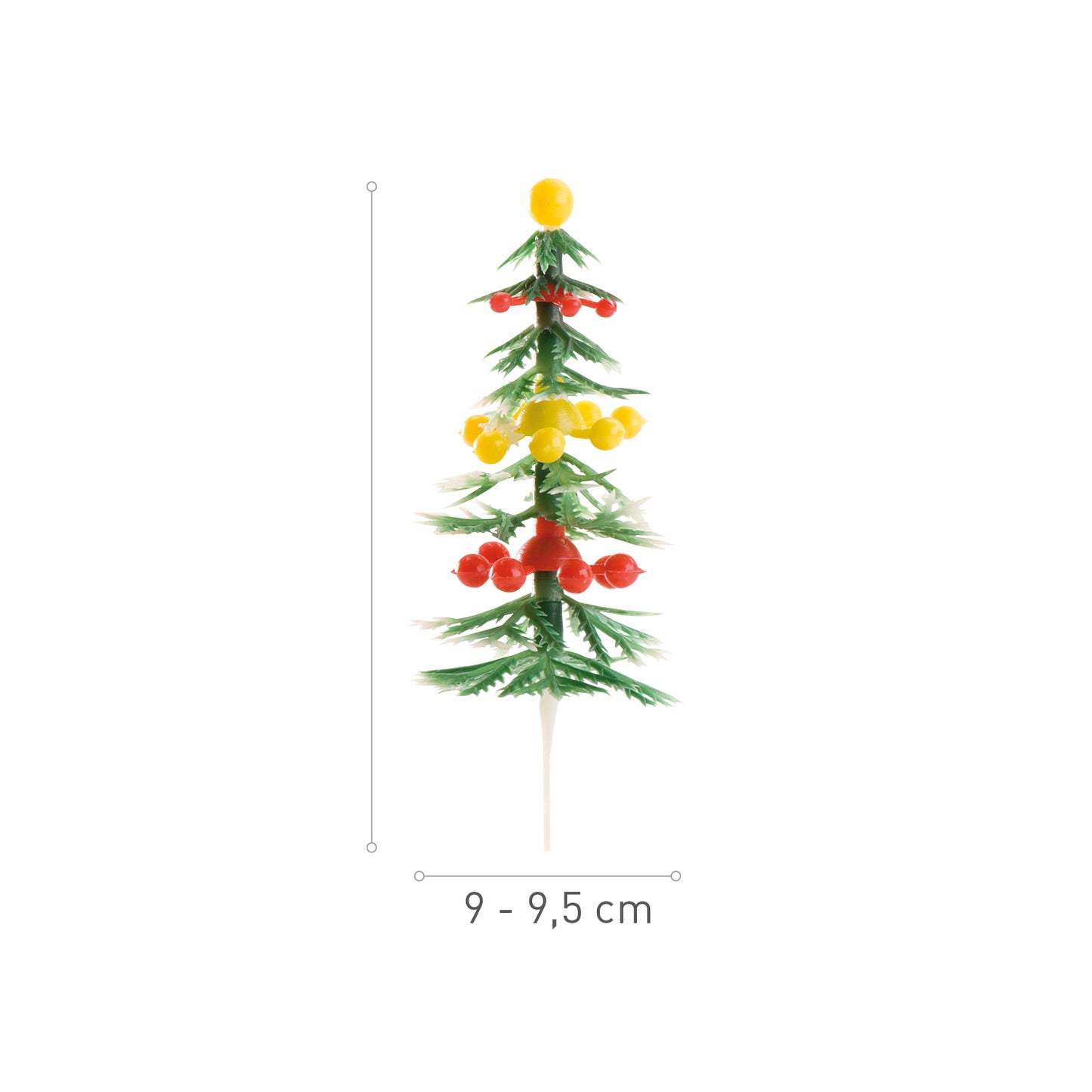 CAKE TOPPER PLASTICA PINO CON PALLINE 9,5CM 72 PZ