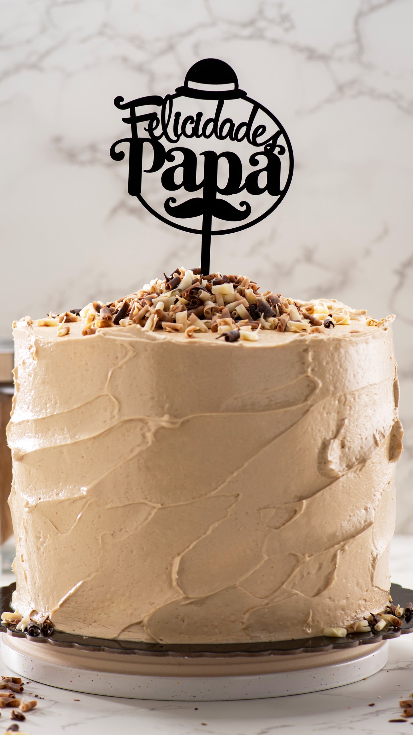 CAKE TOPPER FELICIDADES PAPA NEGRO 15,6X10CM