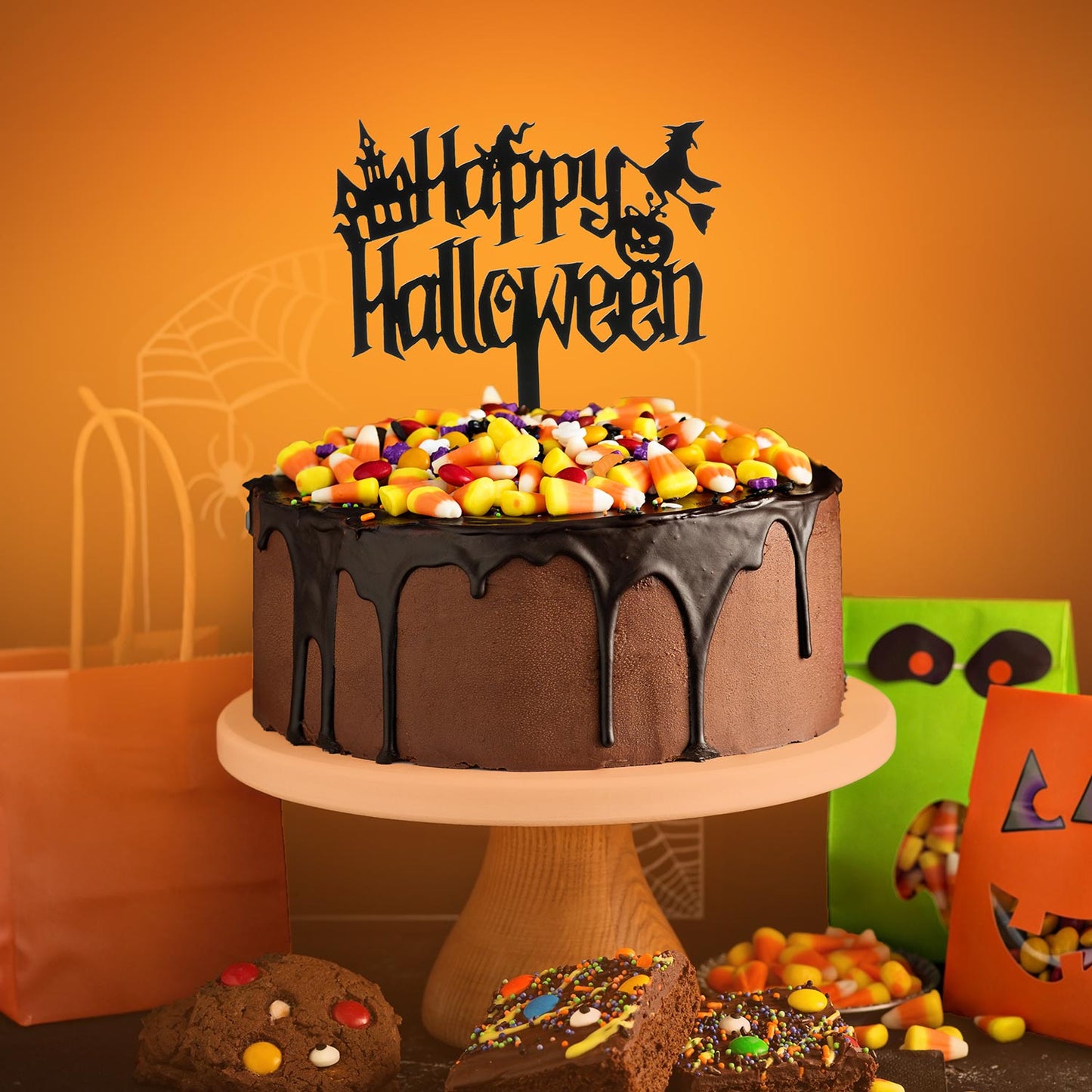 CAKE TOPPER HAPPY HALLOWEEN WITCH 11,5 X 14CM