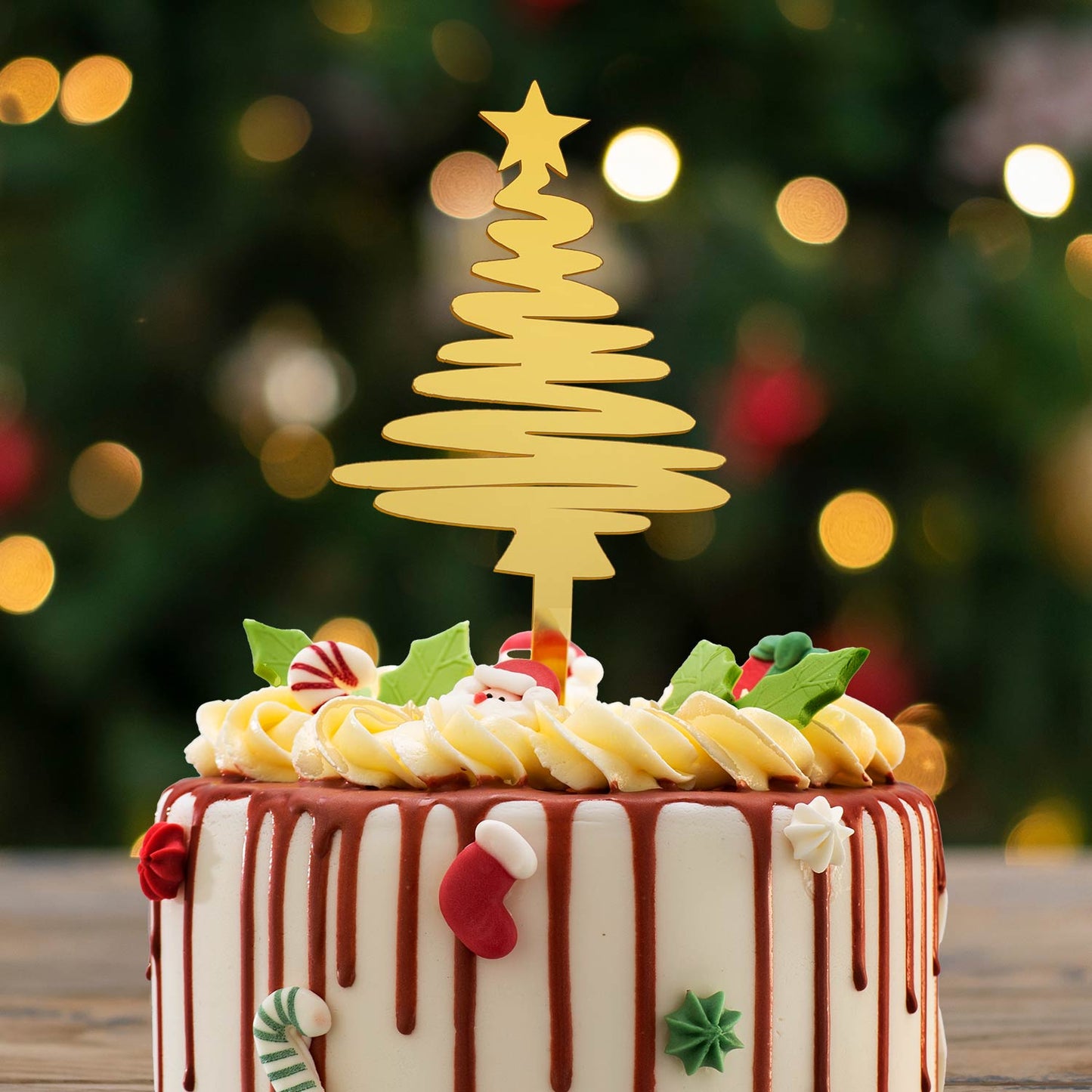 CAKE TOPPER ALBERO DI NATALE D'ORO 16.5*8CM