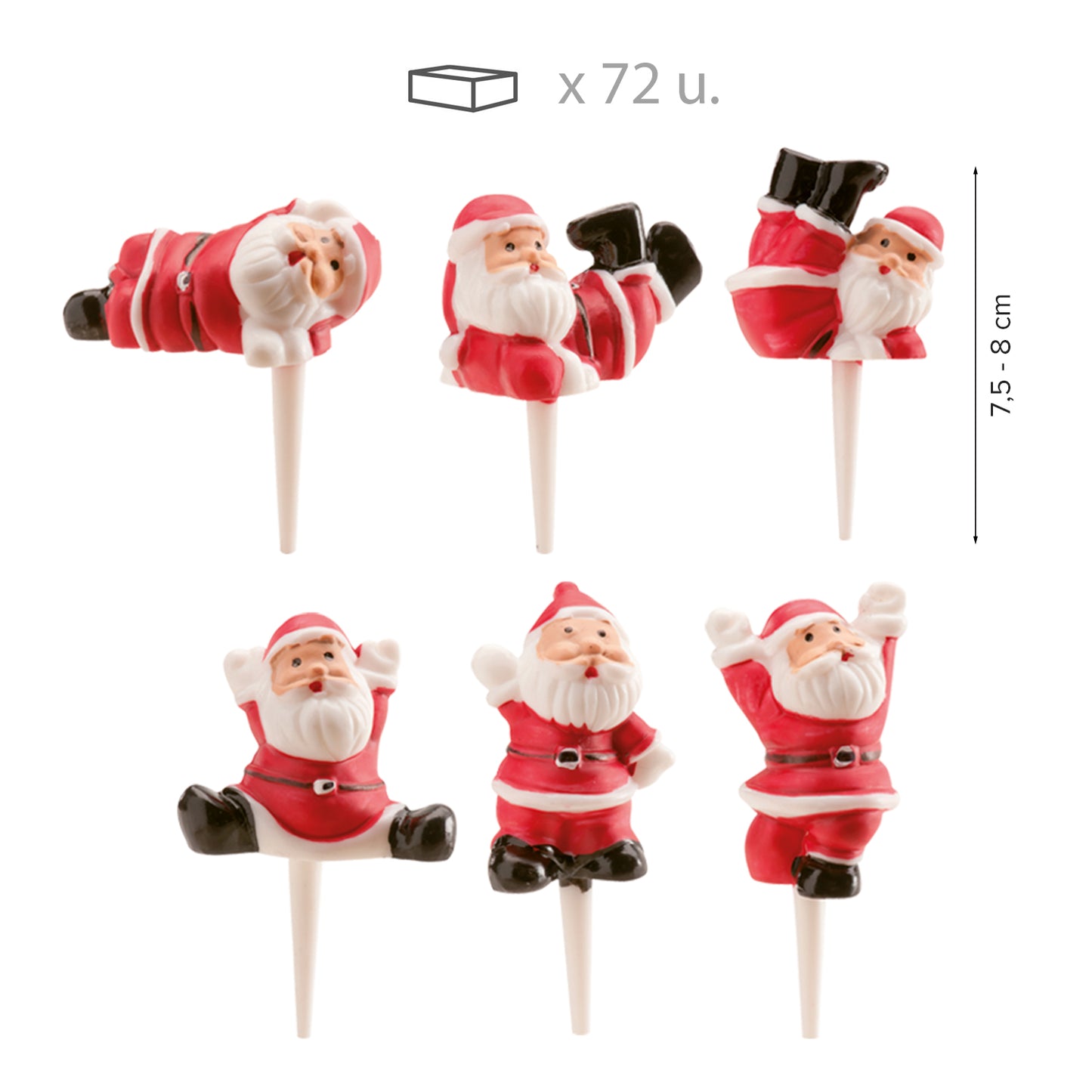 ASSORTED SANTA CLAUS PLASTIC RED 6CM