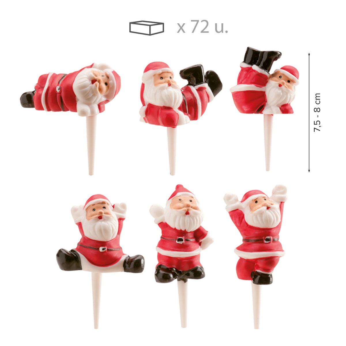 ASSORTED SANTA CLAUS PLASTIC RED 6CM 72 PCS