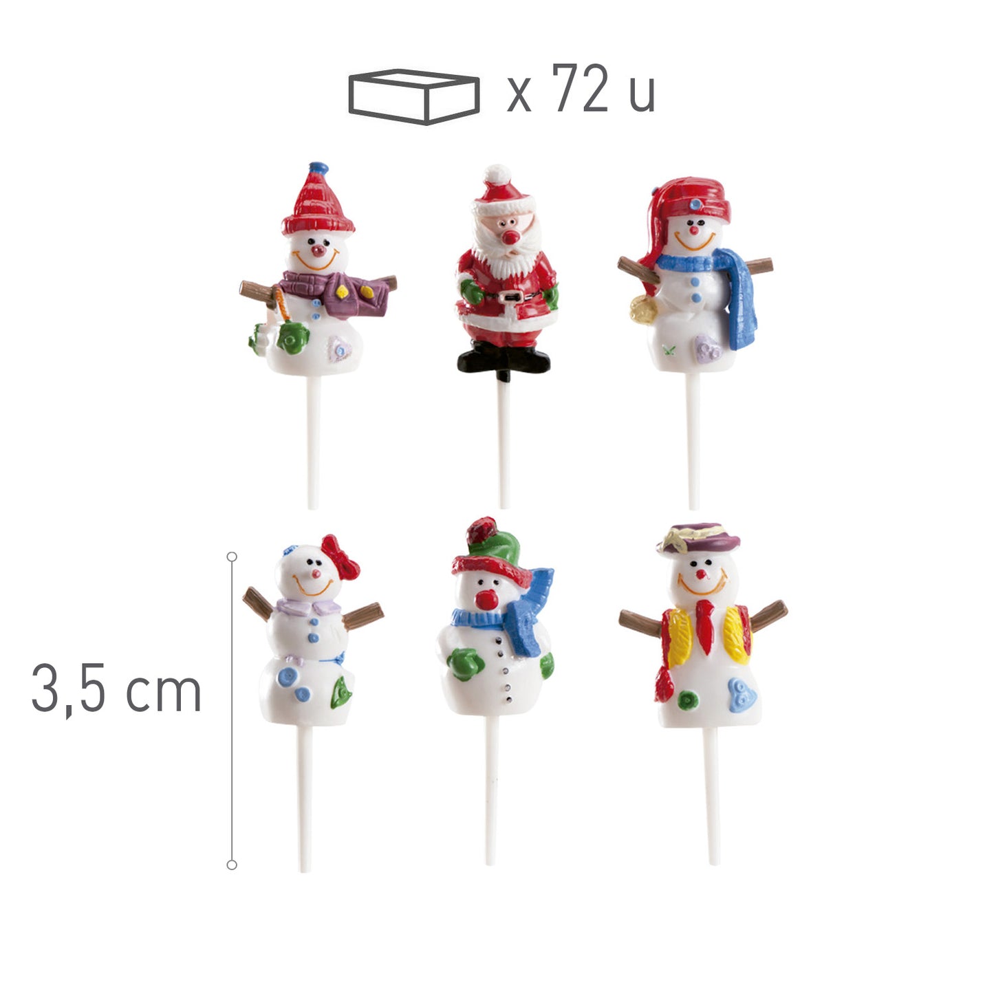 MUÑECOS DE NIEVE Y SANTA SURTIDO PLASTICO 3,5CM 72 UDS