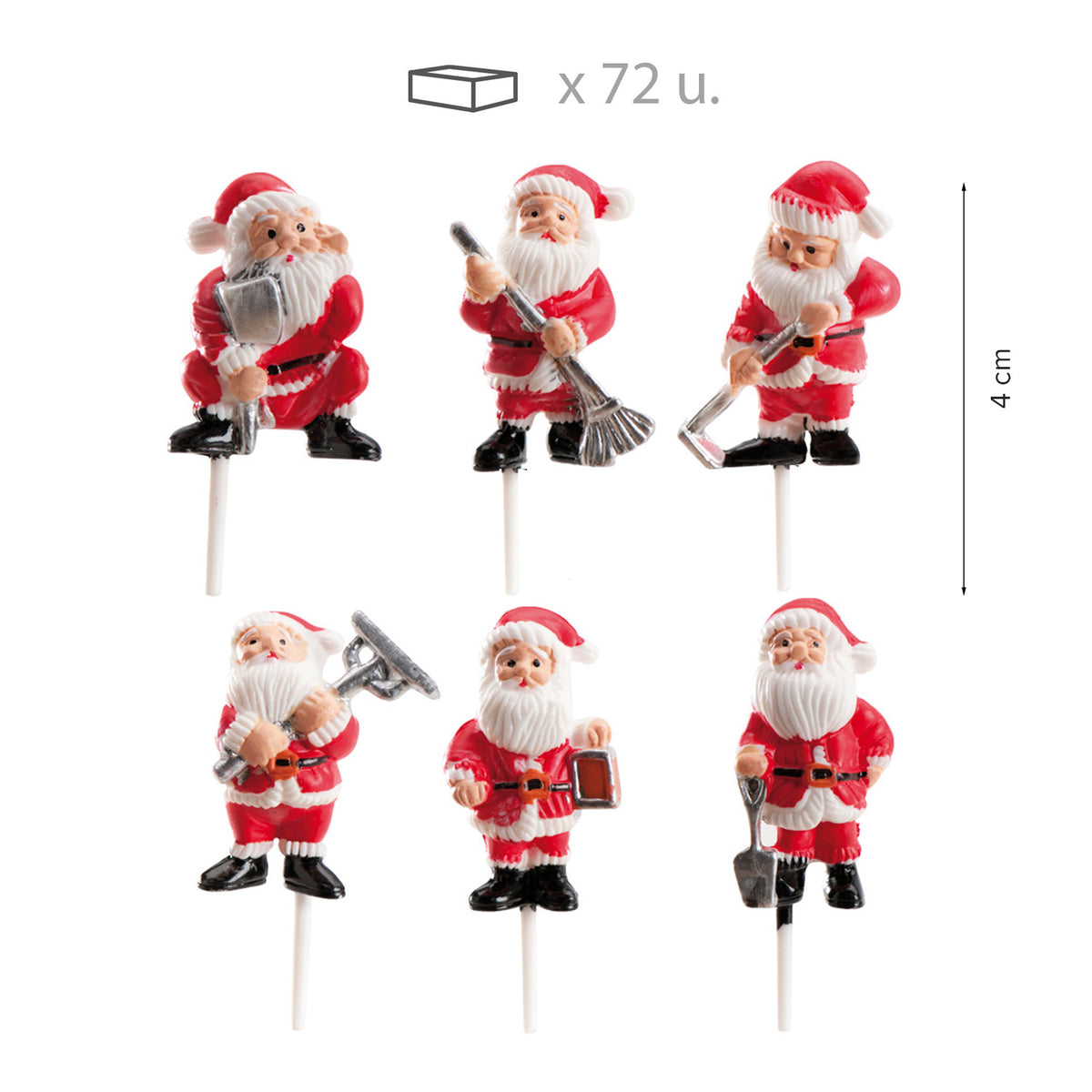BABBO NATALE 6 MODELLI ASSORTITI IN PLASTICA 4 CM 72 UDS