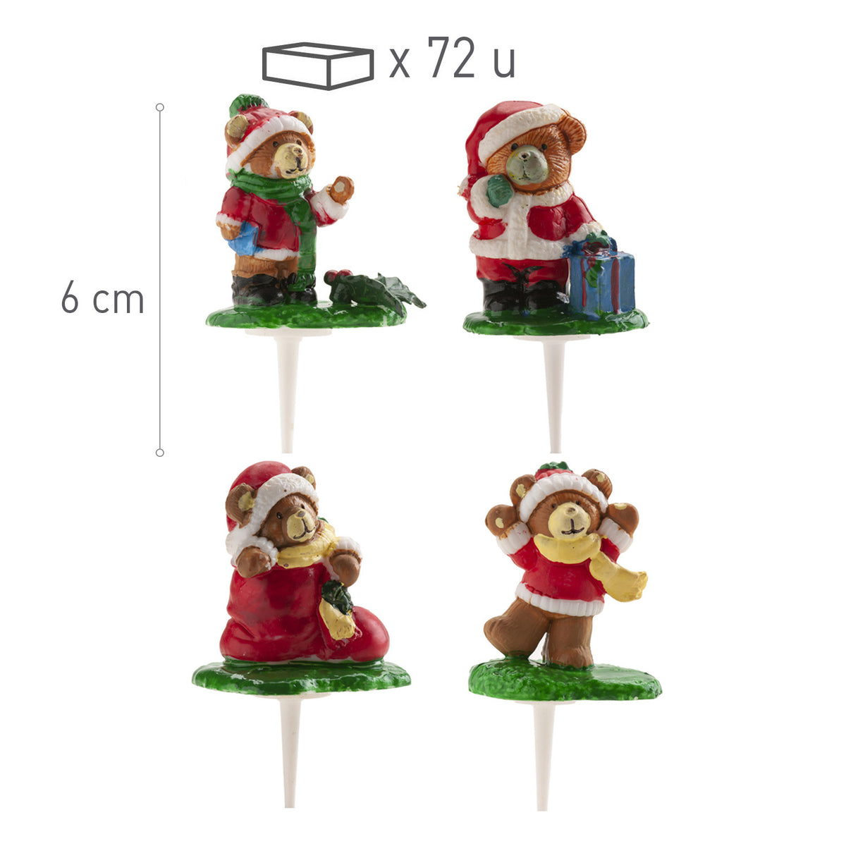 FIGURAS DE PLÁSTICO OSITOS NAVIDEÑOS 1.5X6CM