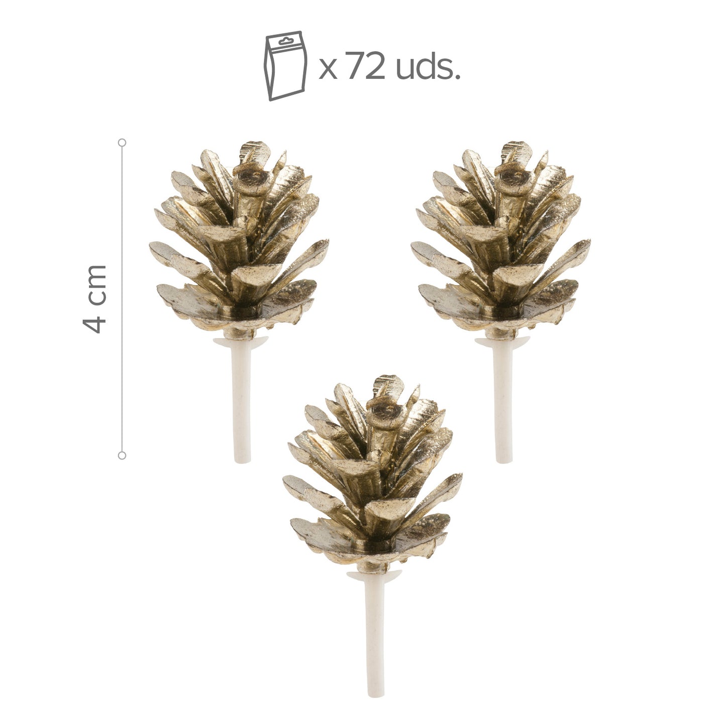 CAKE TOPPER FIGURINE EN PLASTIQUE ANANAS DORÉ 4CM 72PCS