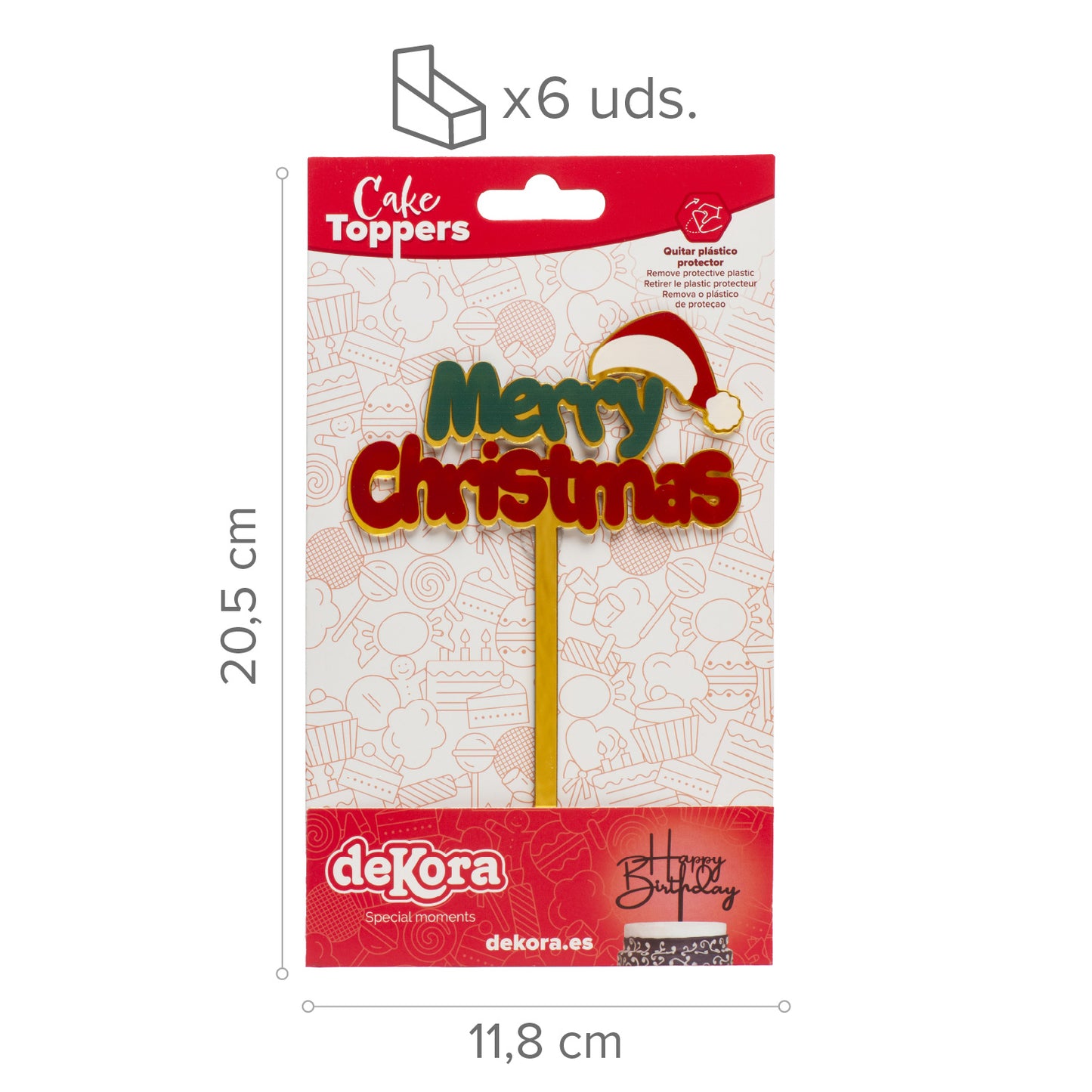 TOPO DE BOLO FELIZ NATAL GORRO DE NATAL 10X15MM