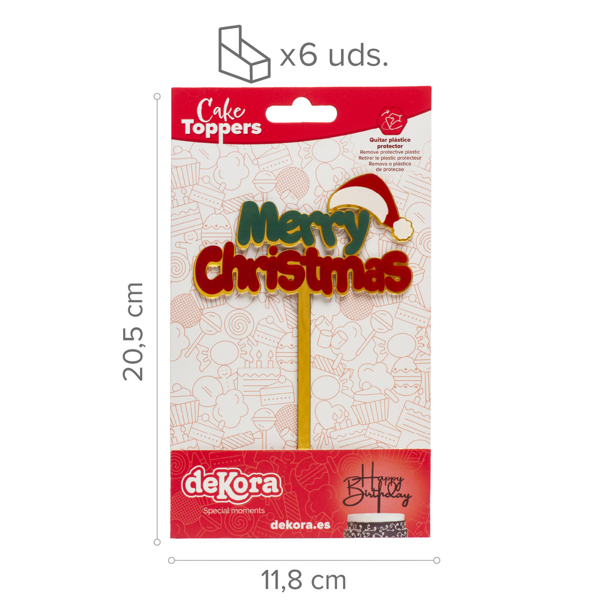 TOPO DE BOLO FELIZ NATAL GORRO DE NATAL 10X15MM
