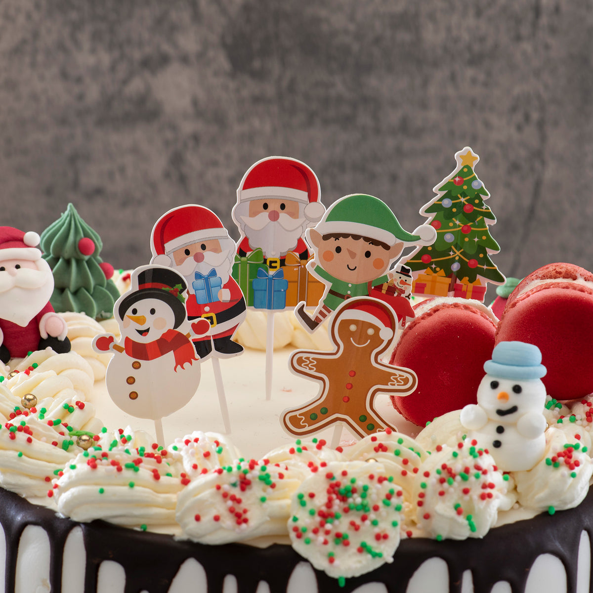 CAKE TOPPERS PAPEL NATAL 6 MODELOS 30 UNIDADES