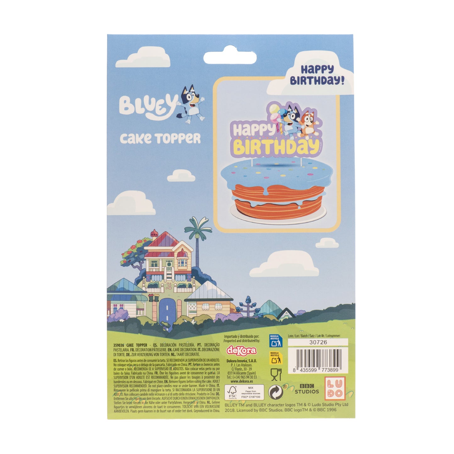 CAKE TOPPERS DI CARTA BLUEY E BINGO 17,5CM