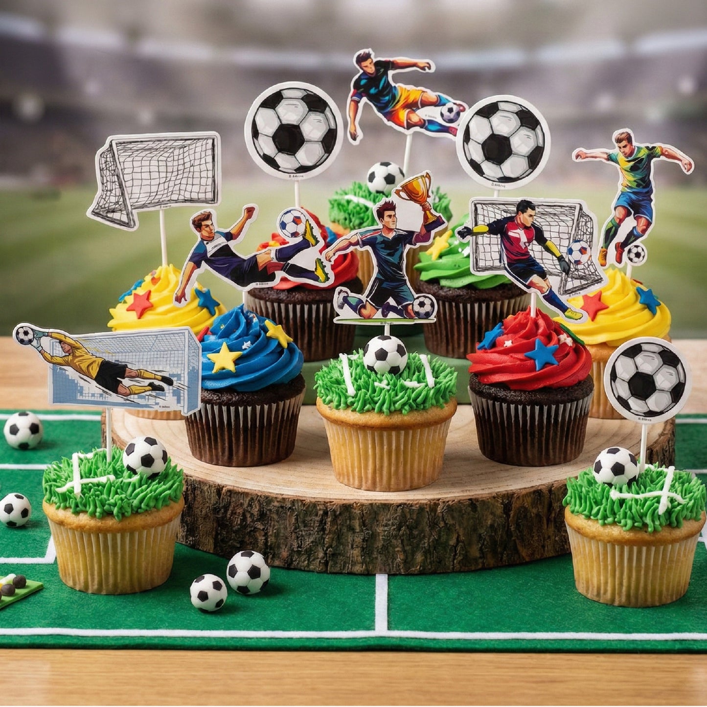 PAPER CAKE TOPPERS FOOTBALL 16 UNITS