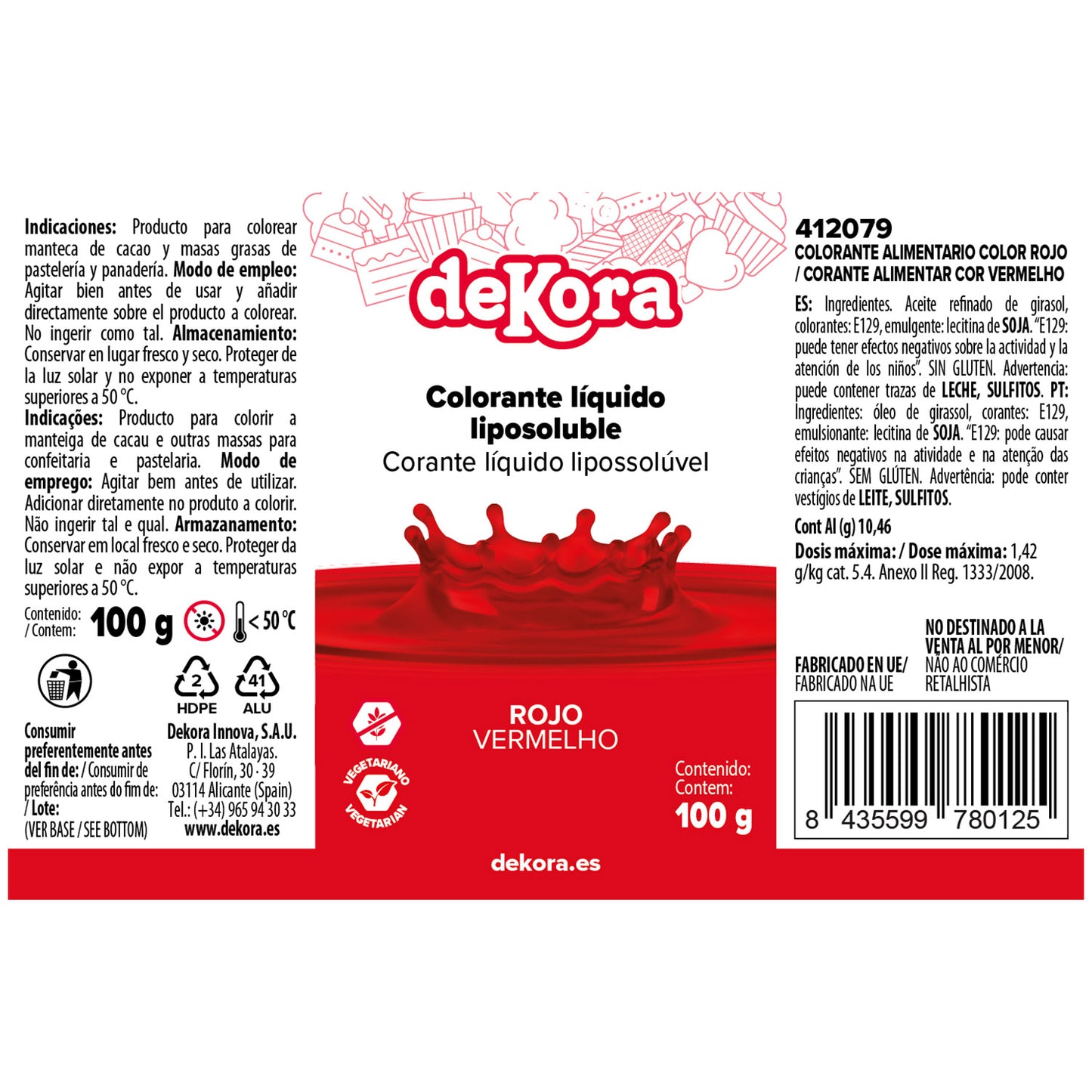 COLORANTE LIQUIDO LIPOSOLUBILE ROSSO SENZA E120