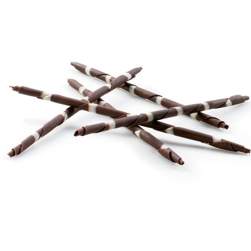 SIGARI PANATELA DI CIOCCOLATO FONDENTE A RIGHE BIANCHE