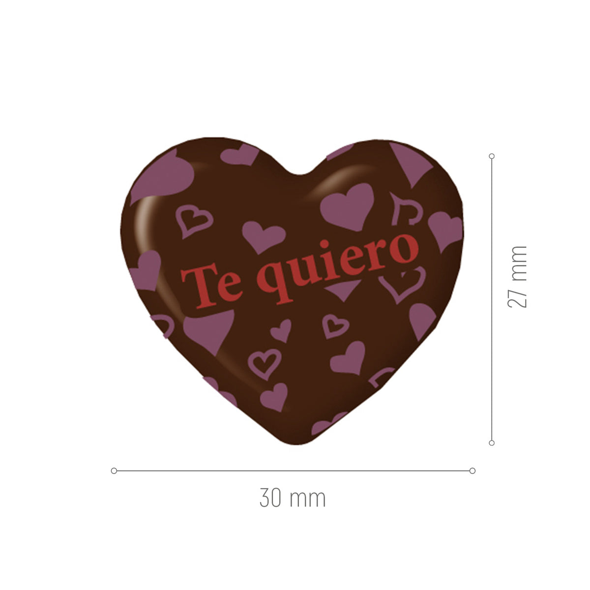 CORAÇÃO DE CHOCOLATE PRETO DOS NAMORADOS 30X27MM