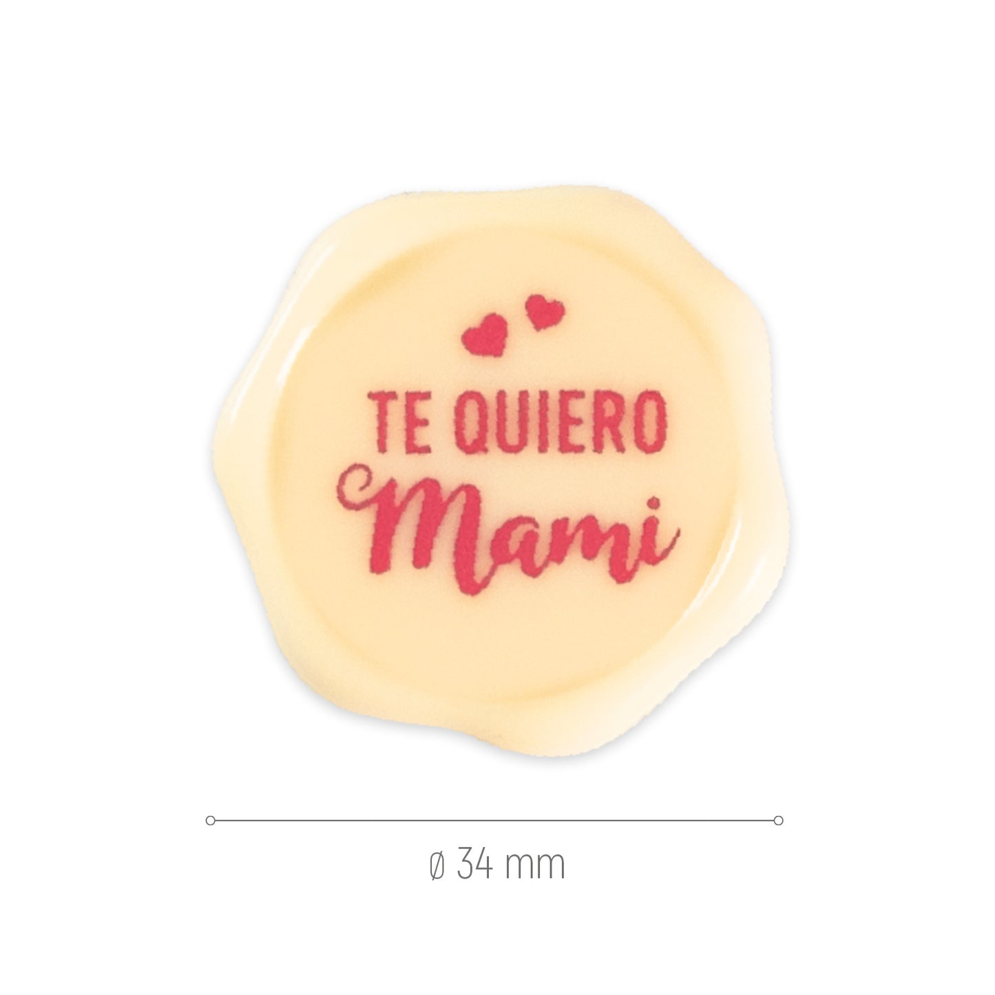 SEGNO DI CIOCCOLATO BIANCO | TE QUIERO MAMI Ø 34MM