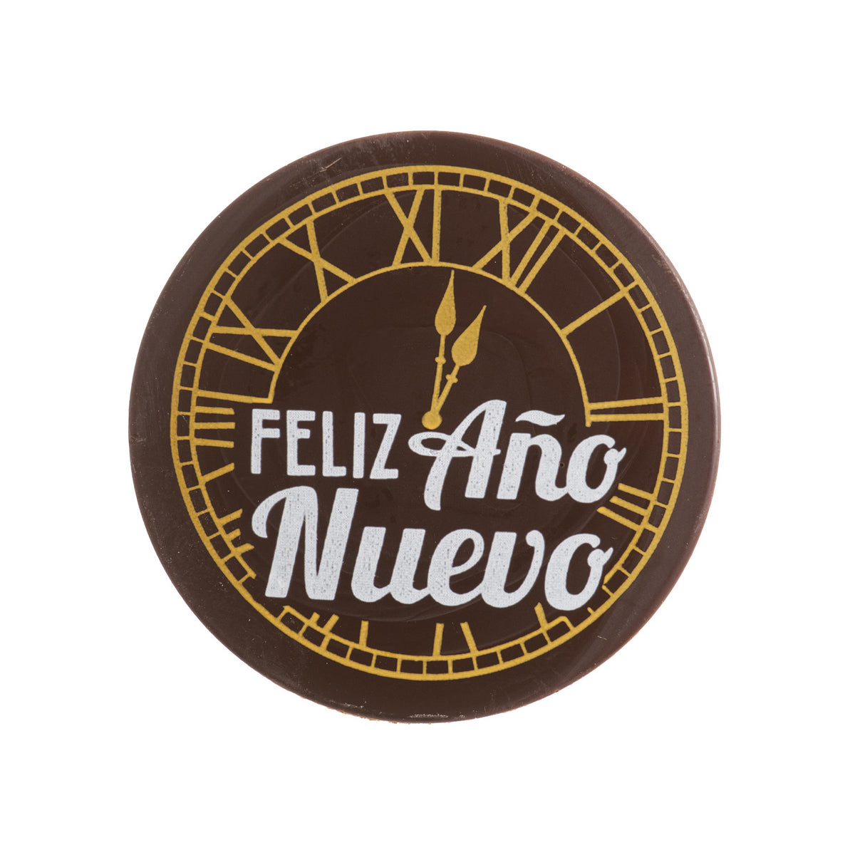 DECORAÇÃO DE CHOCOLATE NEGRO RELÓGIO FELIZ ANO NOVO 45 UNIDADES