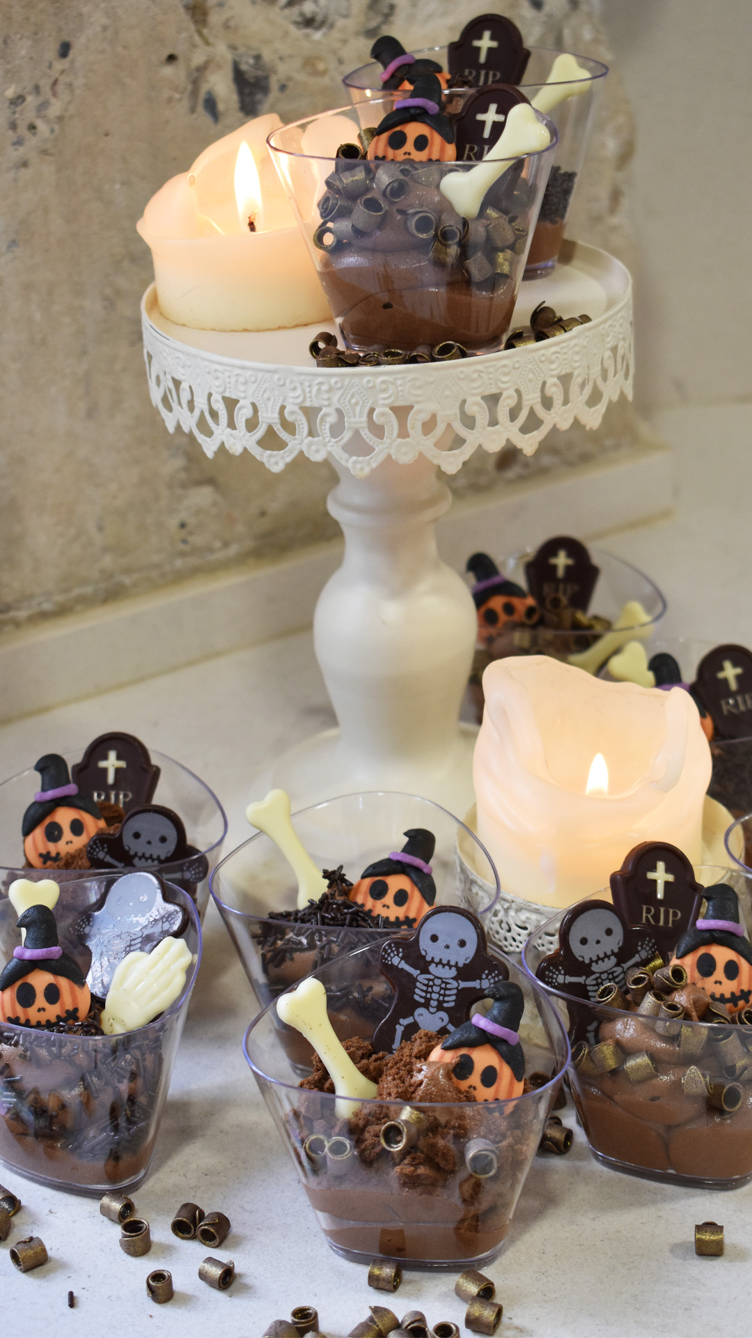 DECORAÇÃO CHOCOLATE BRANCO SORTIDO CEMITÉRIO 4 MODELOS 80 UDS