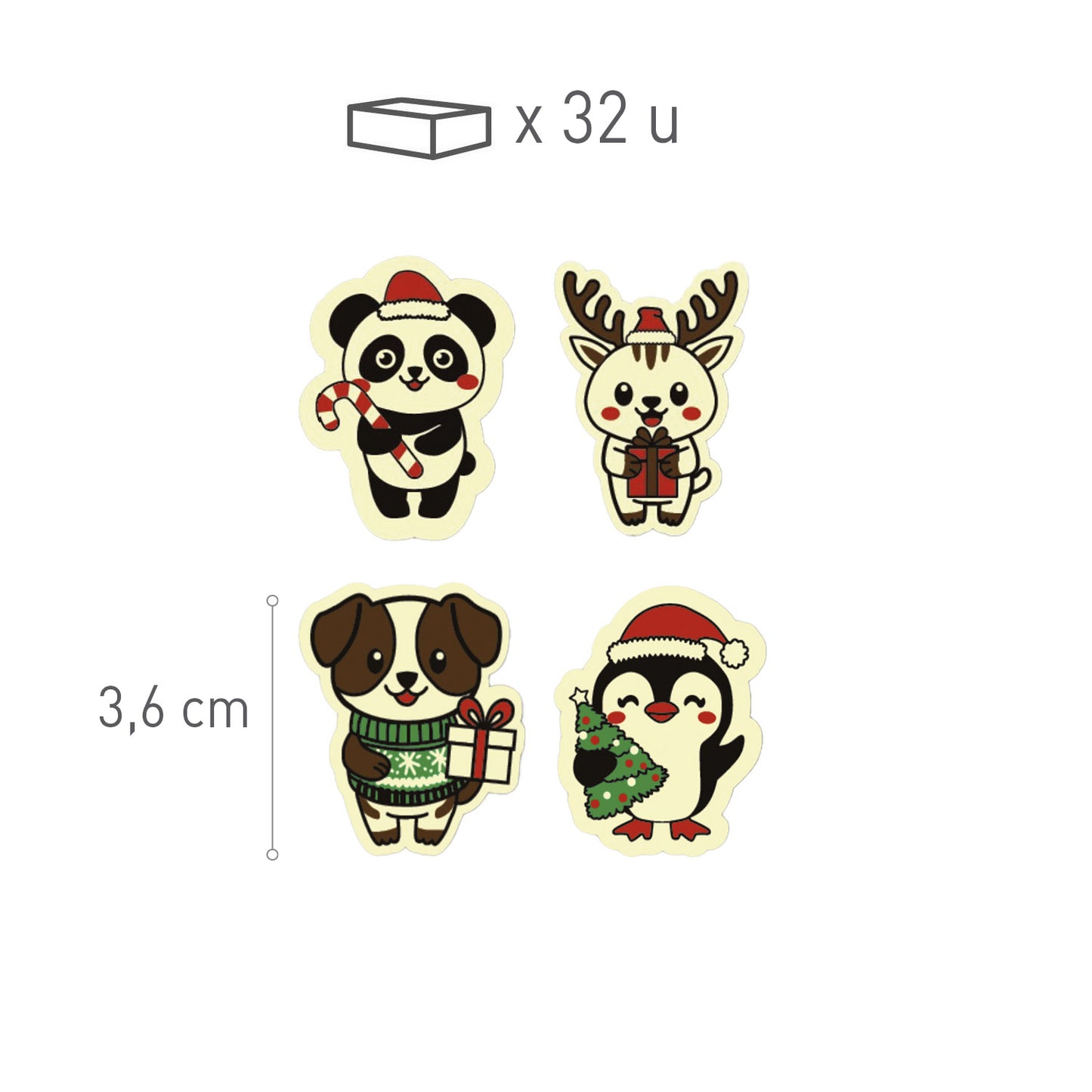 SURTIDO ANIMALES DE NAVIDAD CHOCO BLANCO - 32 UDS