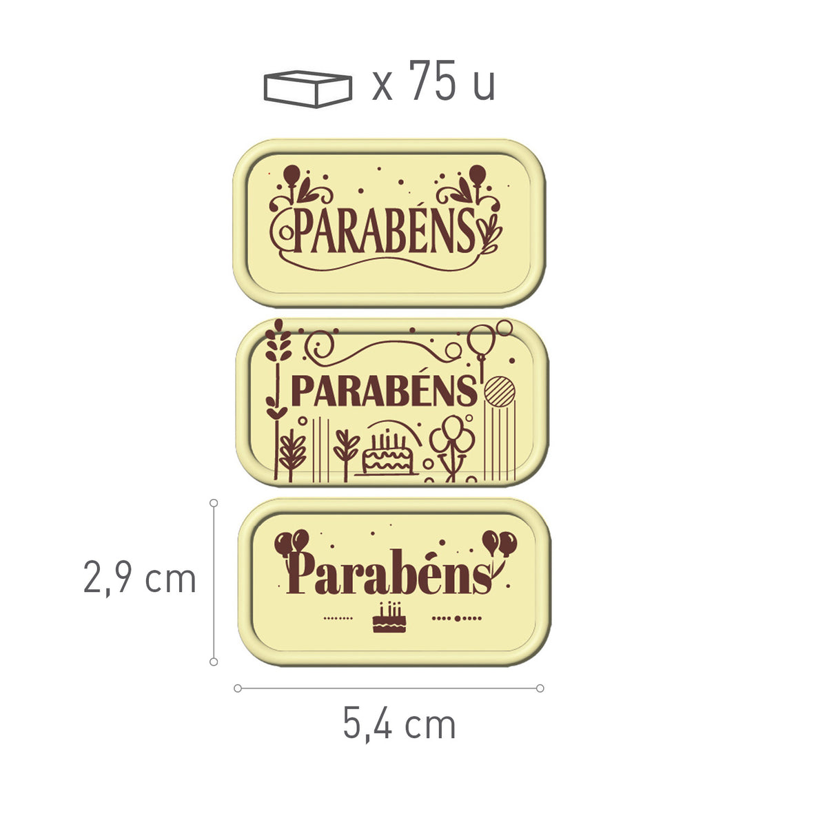 SINAL DE PARABENOS BRANCO SORTIDO CHOCO 75 UNIDADES