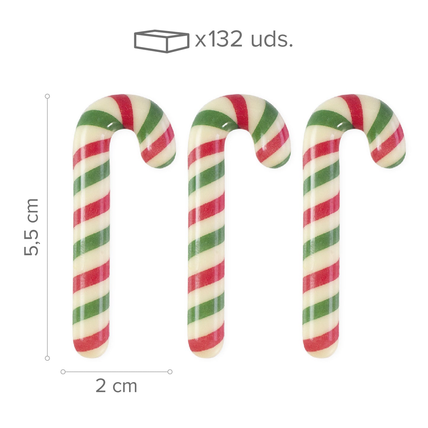DECORAZIONE CIOCCOLATO BIANCO BASTONCINO VERDE E ROSSO 132PZ