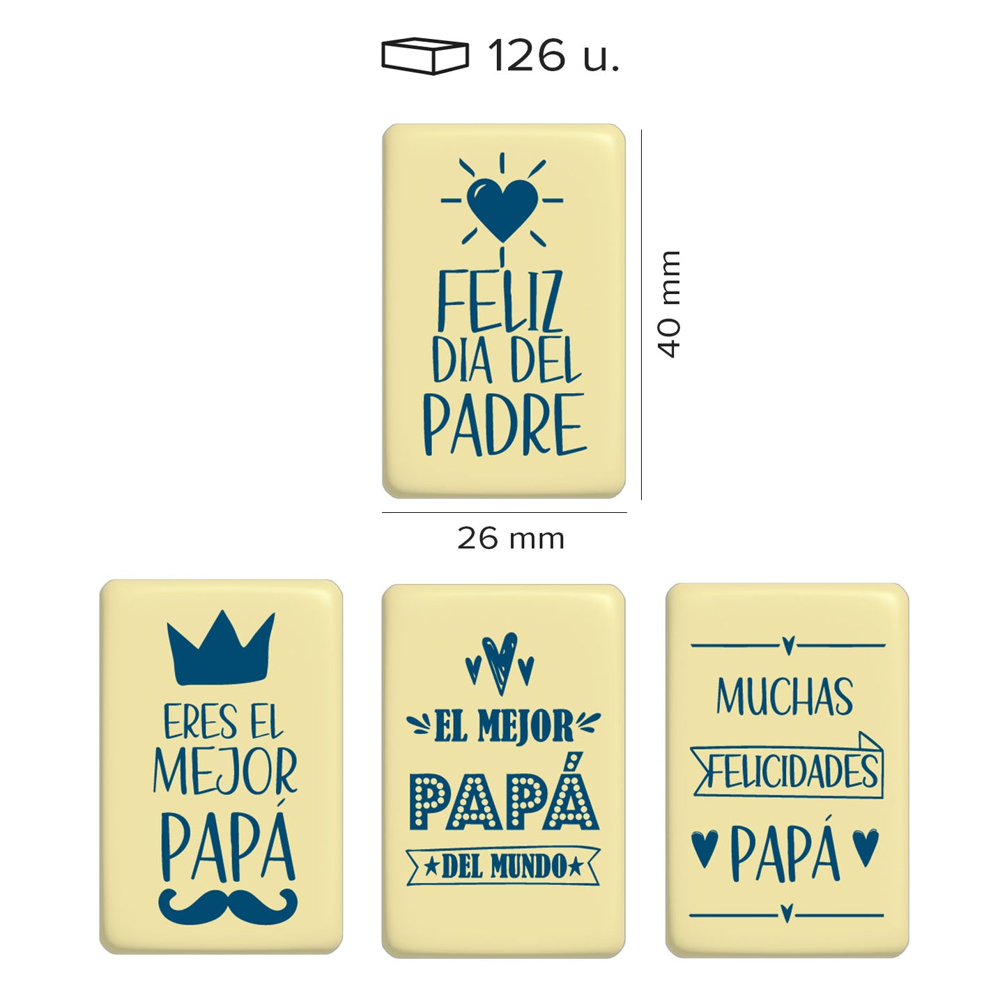 SINAL DE FELIZ DIA DO PAPÁ 40X26MM BRANCO CHOCO SORTIDO - 12