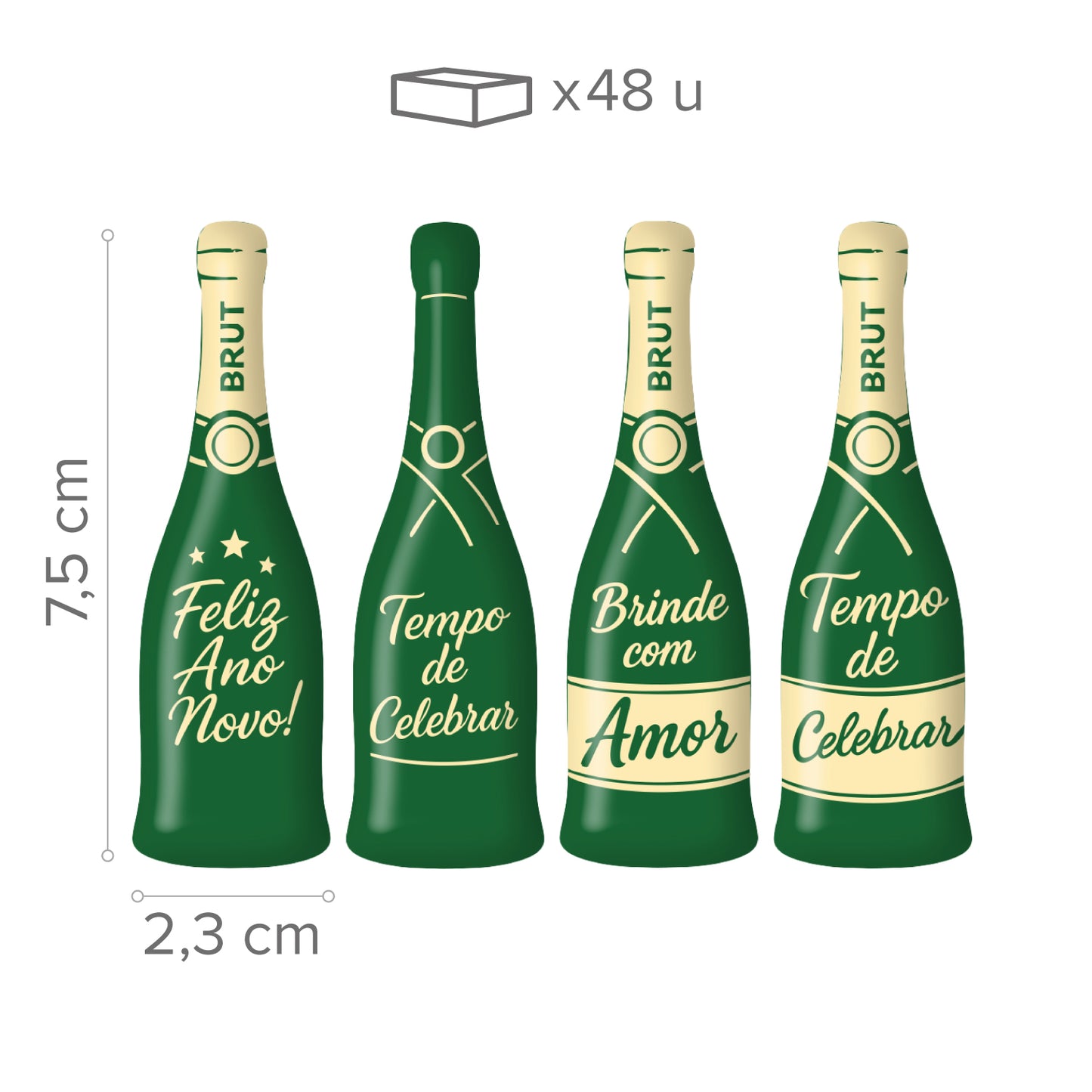 LETRERO CHOCOLATE BLANCO SURTIDO CAVA FELIZ ANO NOVO 48 UDS