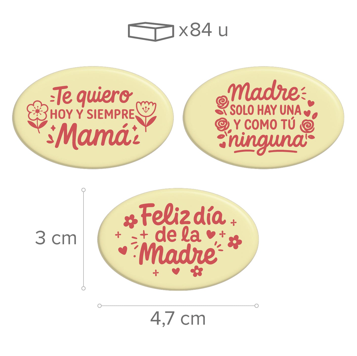 ASSORTIMENT CHOCOLAT BLANC FÊTE DES MÈRES 47X30 MM - 84 UNI