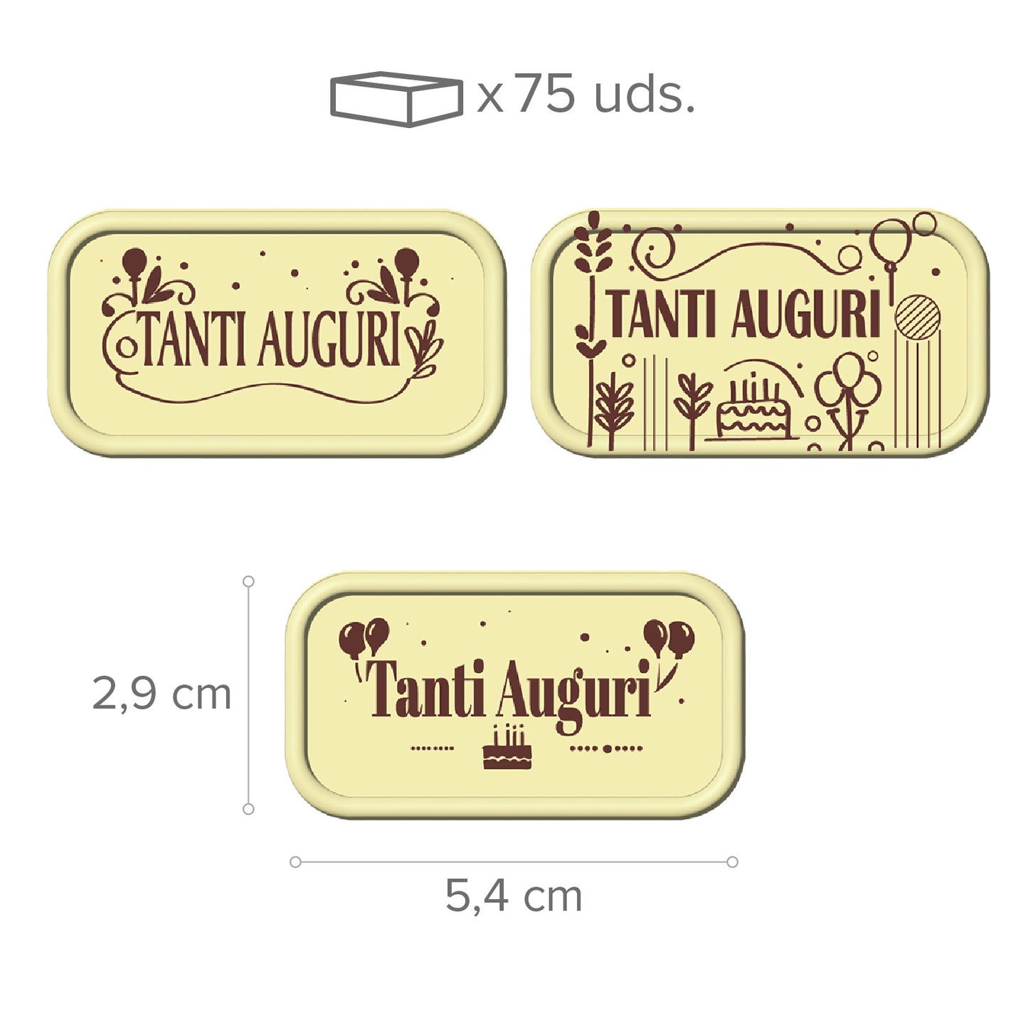 WHITE CHOCOLATE ASSORTED SIGN HAPPY BIRTHDAY 75 UNITS