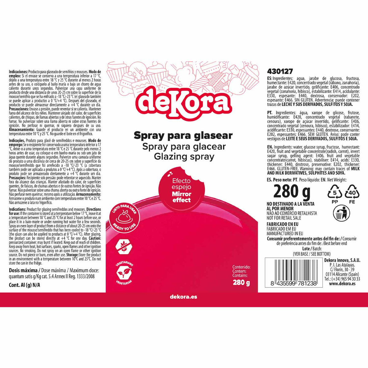 SPRAY GLAZE ROJO FRESA AZF 280G