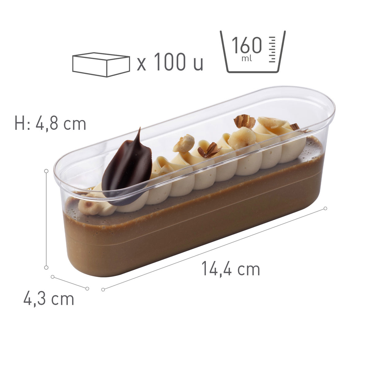 PLASTIC CUP ECLAIR XL 144X43H48MM CAP.165ML
