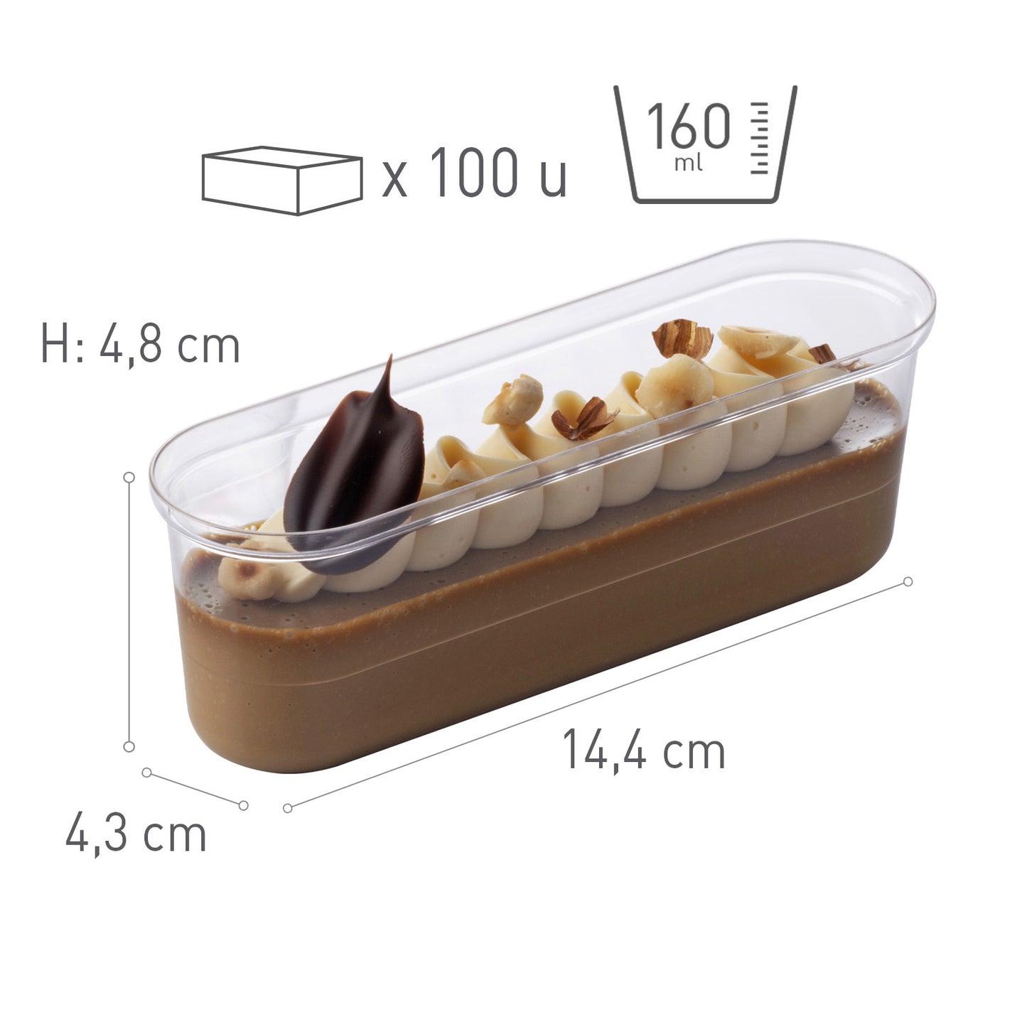 BICCHIERE DI PLASTICA ECLAIR XL 144X43H48MM CAP.165ML
