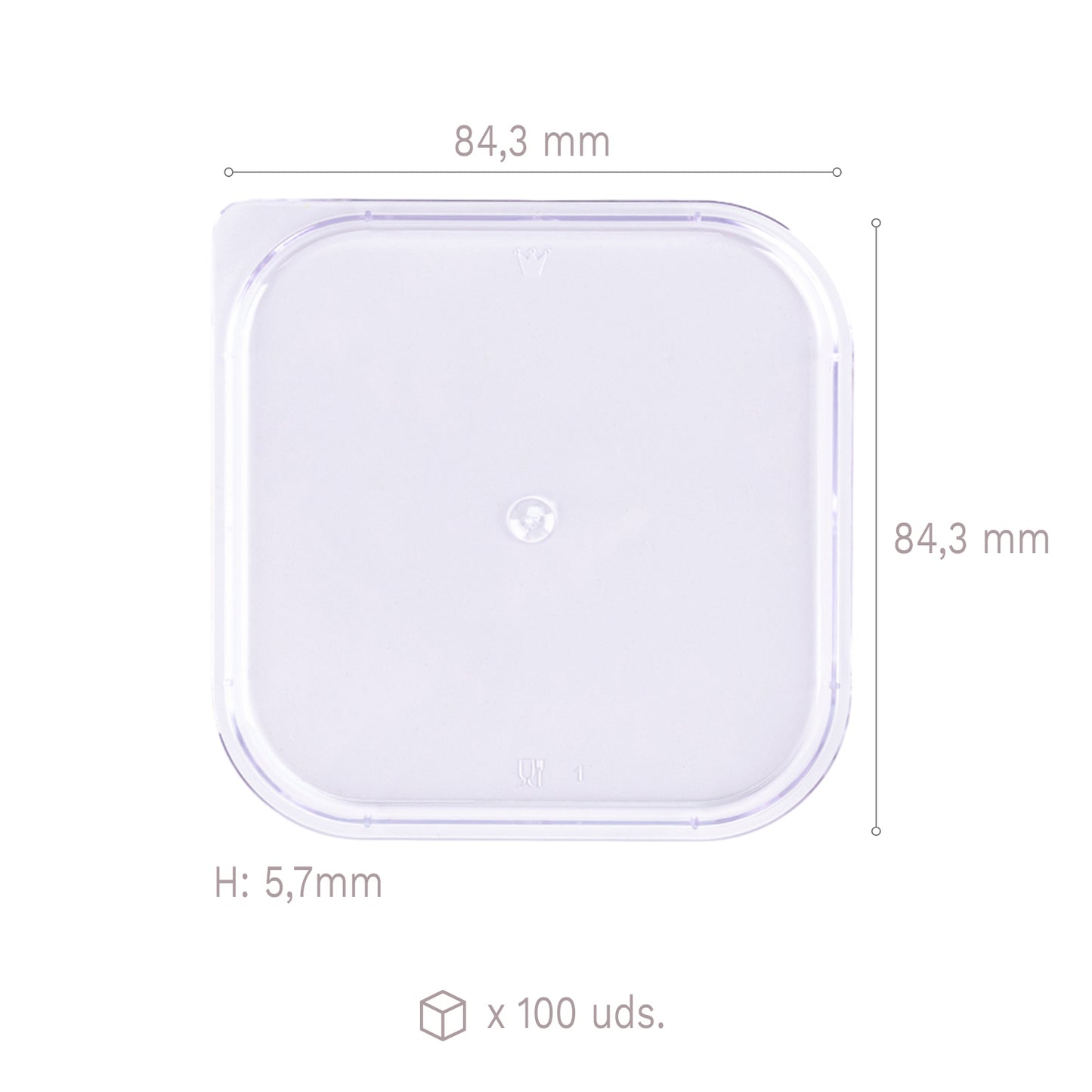 COPERCHIO PER BICCHIERE DI PLASTICA KUBITO 84,3X84,3H5,7MM