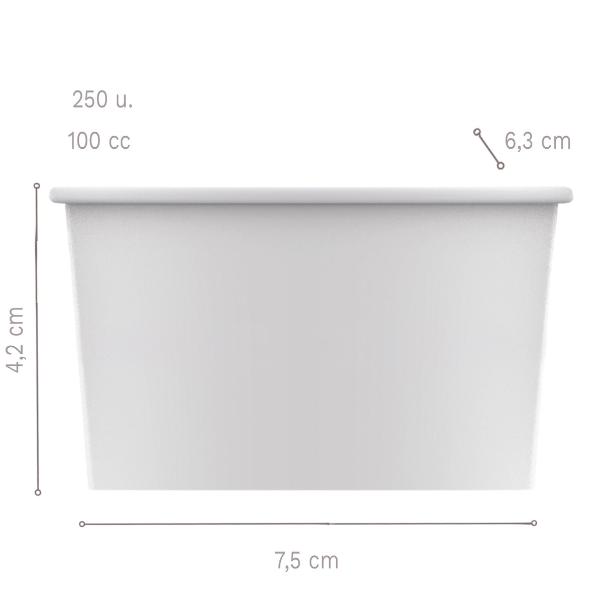 CONTENITORI DI CARTA PER GELATO 7,5 x 6,3 x 4,2 CM - 100 CC