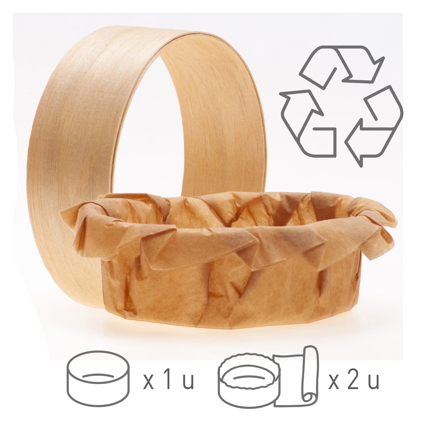 AROS DE MADERA 12 Ø X 4 H CM CON PAPEL - 60 UDS