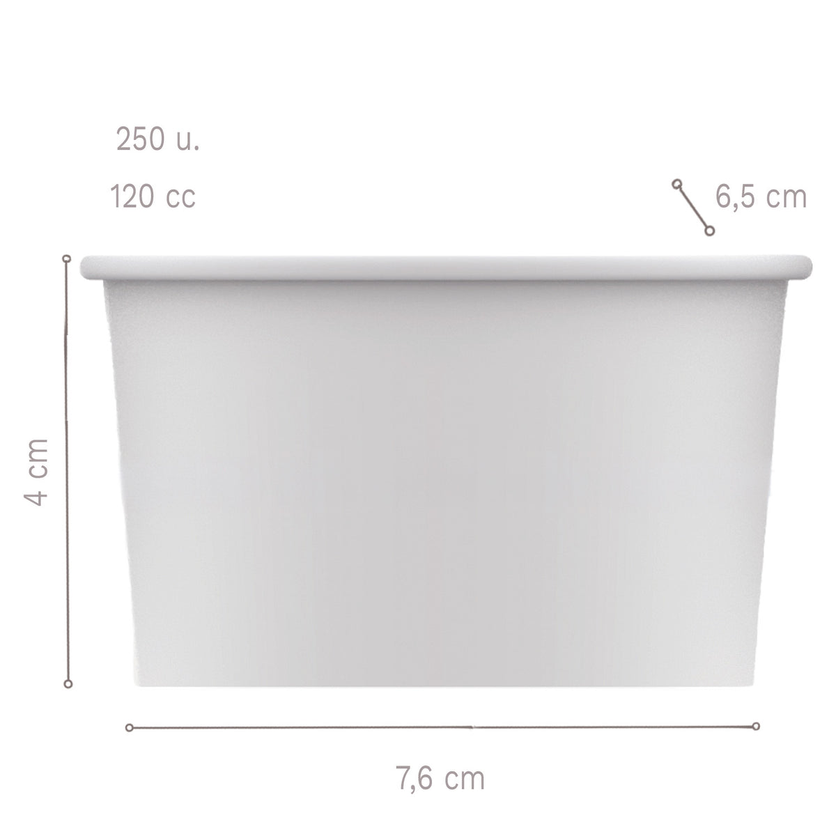 CONTENITORI DI CARTA PER GELATO 7,6X6,5XH4CM - 120 CC - 250