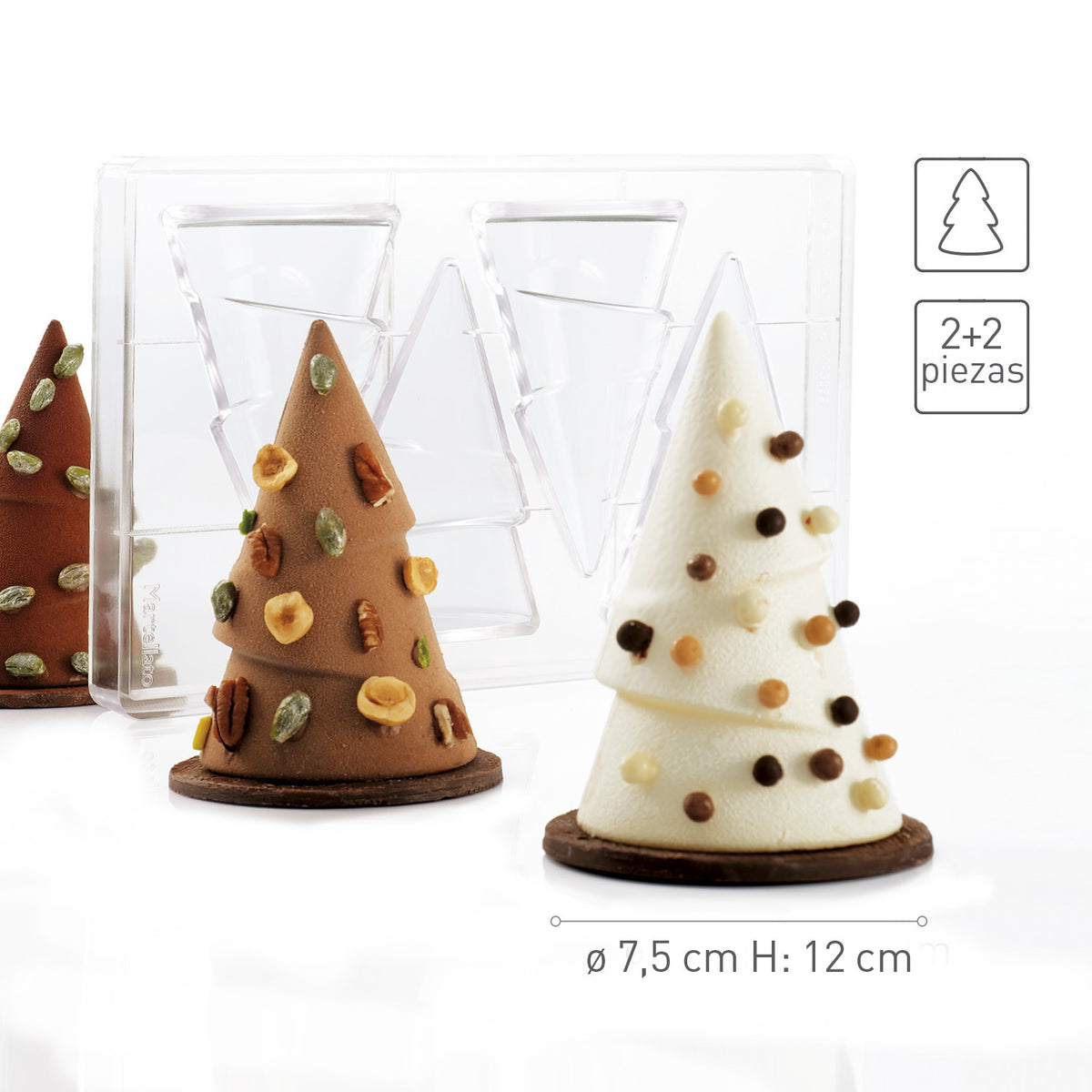 MOULE POLYCARBONATE ARBRE DE NOËL Ø 75 H 120MM | 4 PIÈCES