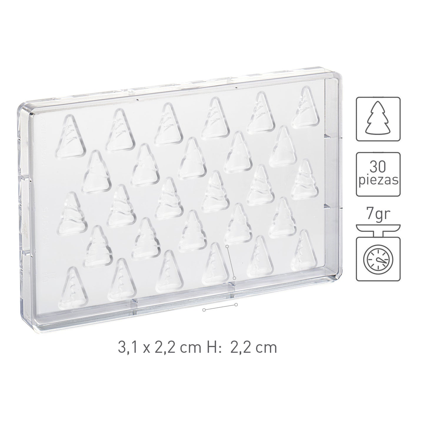 POLYCARBONATE MOULD CHRISTMAS TREE 31X22 H 22MM | 30 PIECES