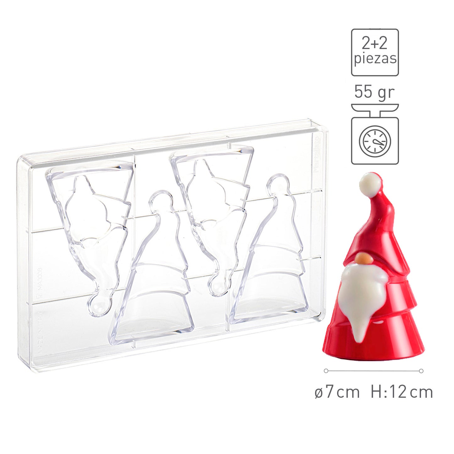 MOULE POLYCARBONATE PÈRE NOËL Ø 70 H 120MM | 4 PIÈCES