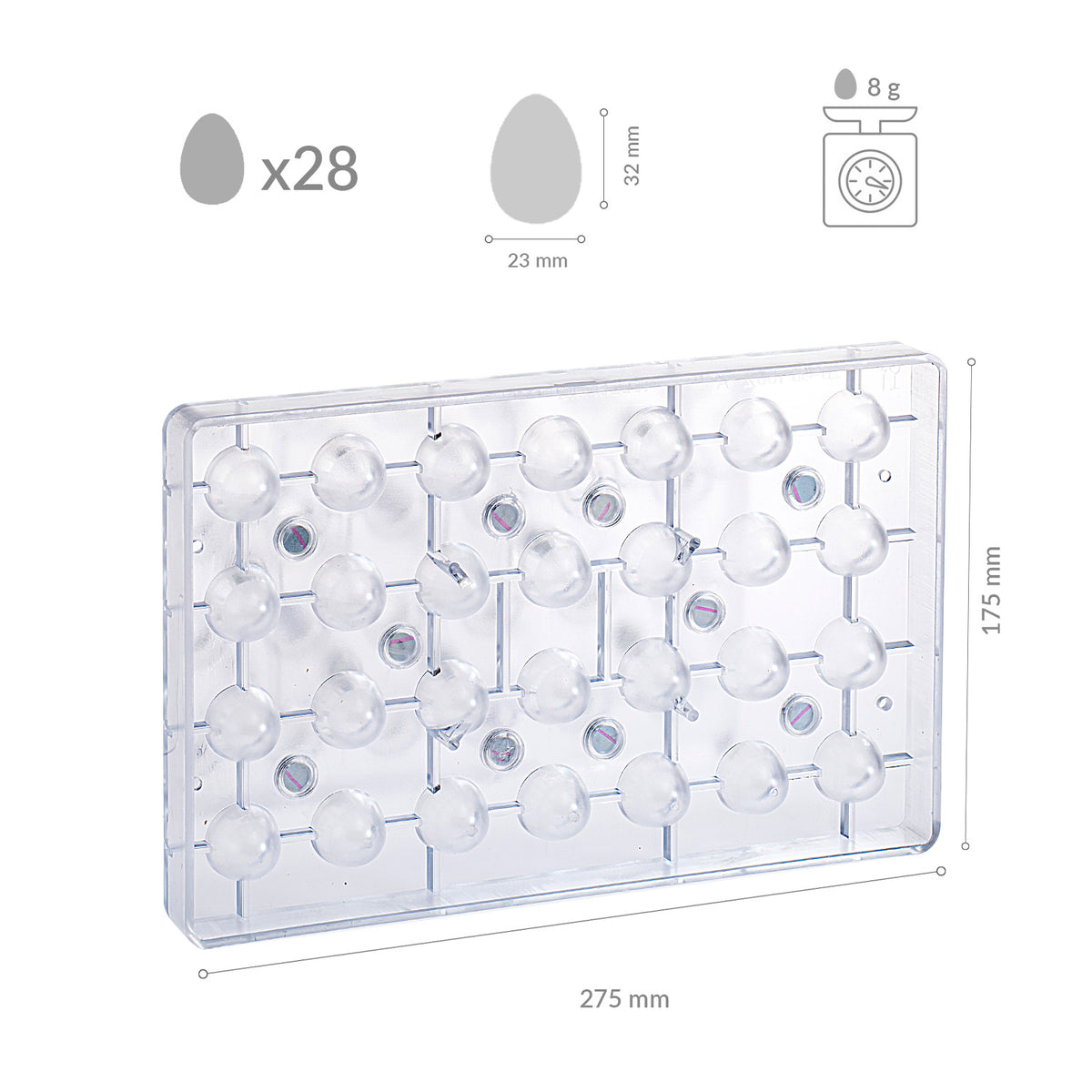 EGG 3D POLYCARONATE MOULD WITH MAGNETS 23X32H23MM | 28PCS
