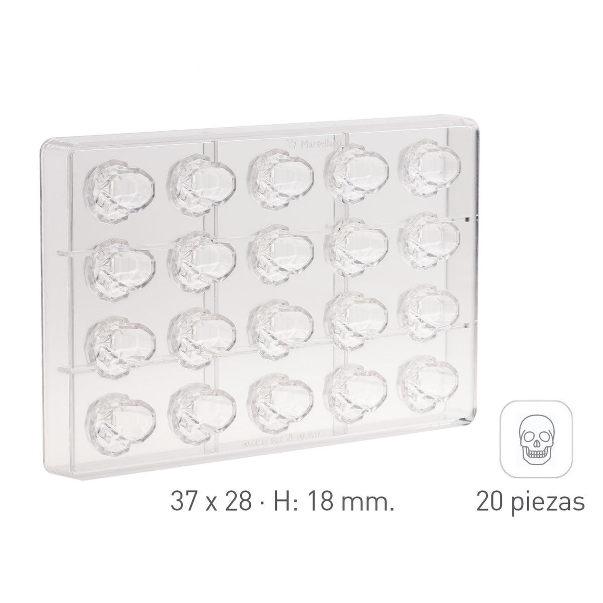 FORMA POLICARBONATO CRÂNIO DIAMANTE 37X28 H18MM | 20U