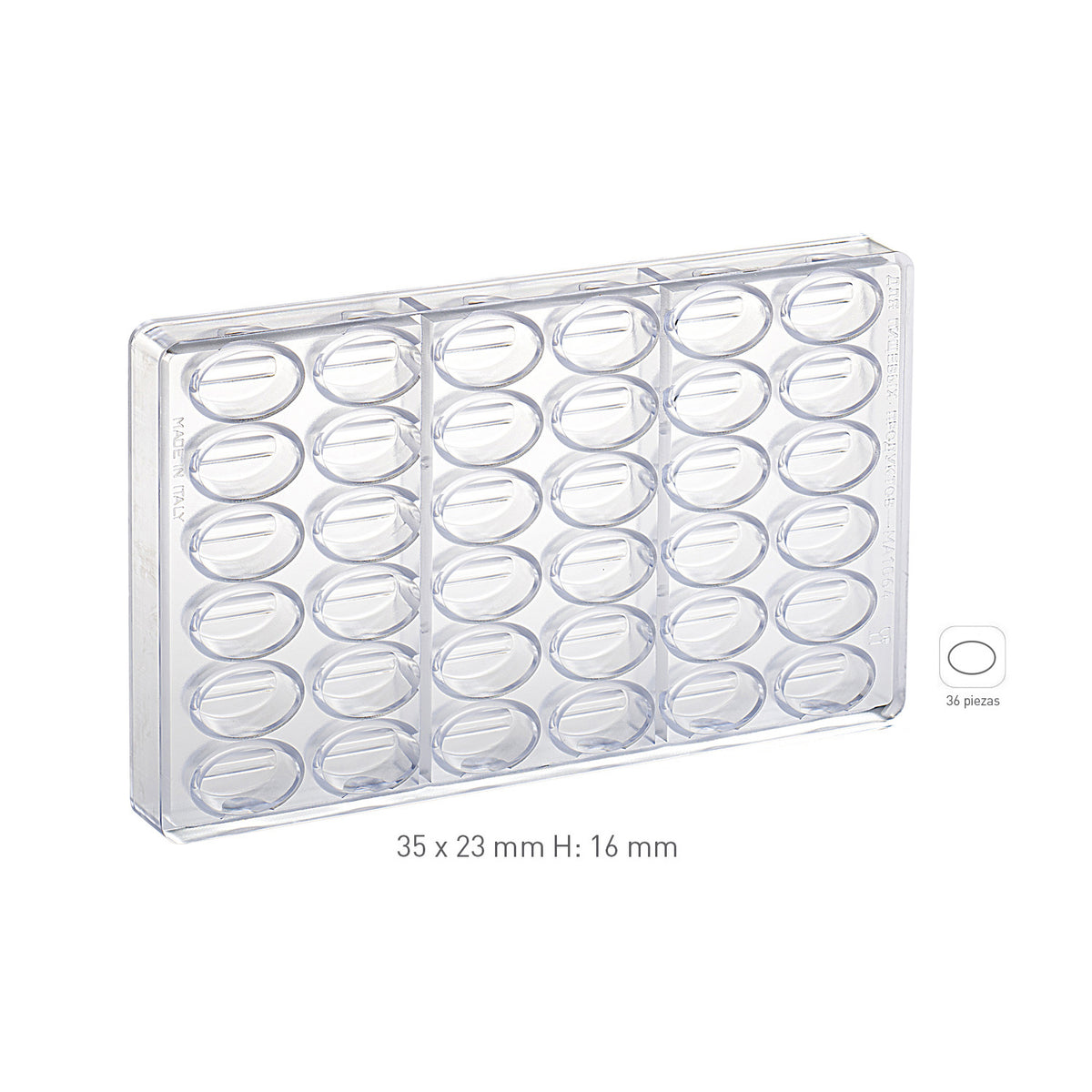 FORMA POLICARBONATO PRALINE 35X23 H16MM | 36 PCS