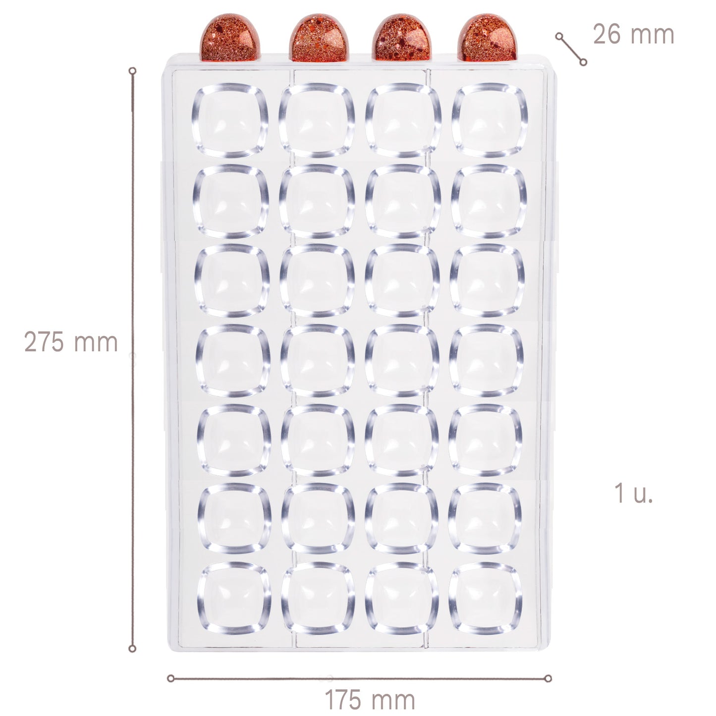 MOLDE DE POLICARBONATO 275 X 175 X 26 MM BOMBON GEMA AURORA
