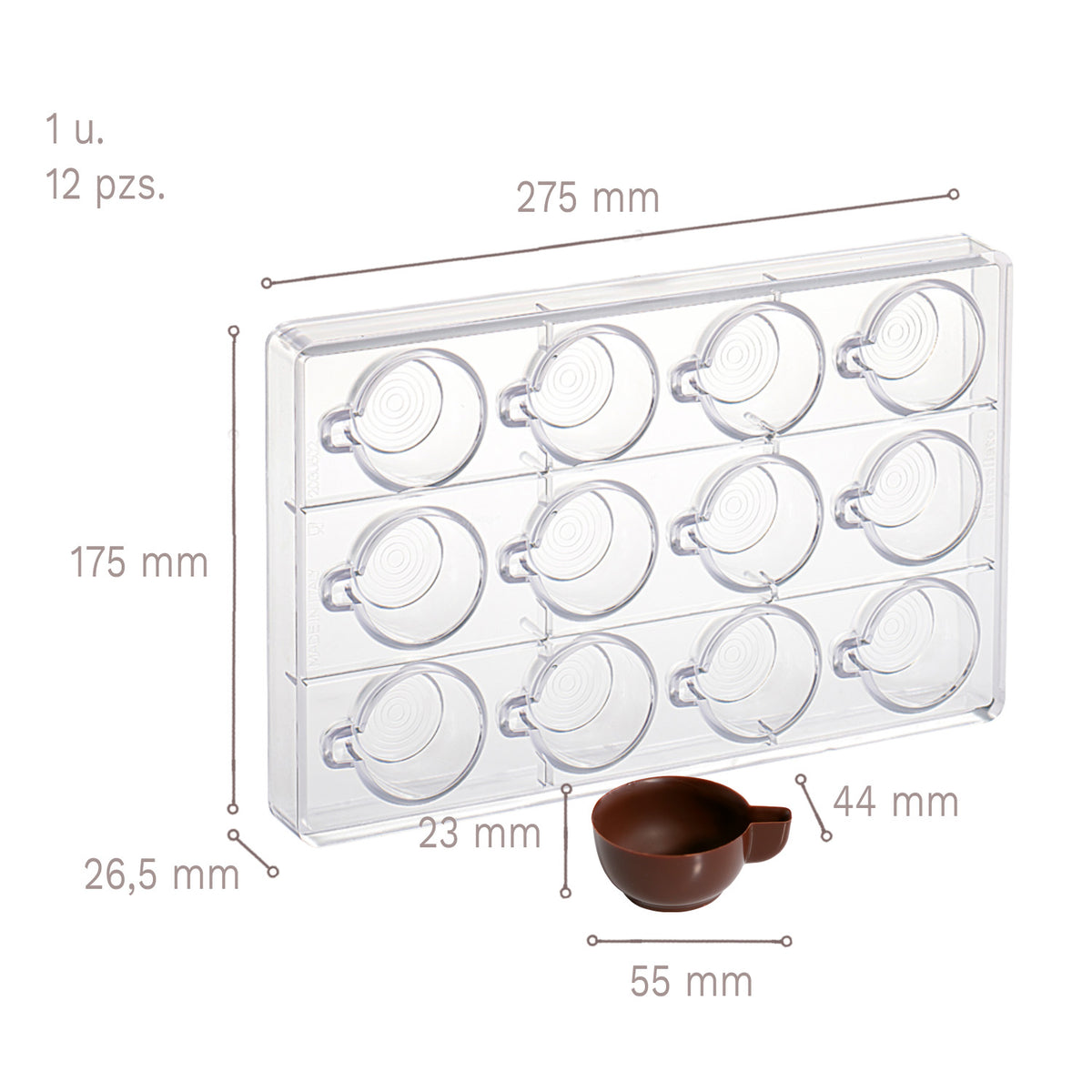MOULE EN POLYCARBONATE TASSE À CAFÉ 3D 275 X 175 X 26,5 MM –