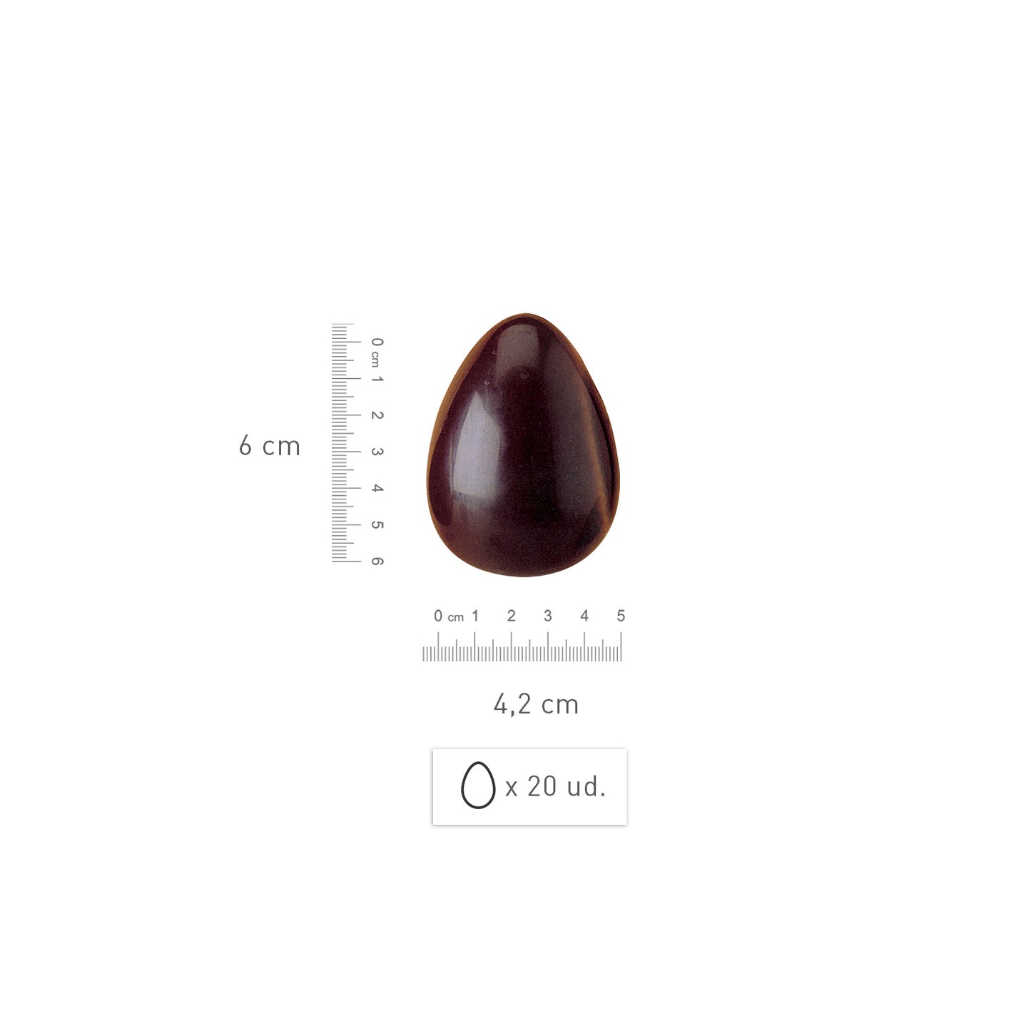 MOULE OEUF CHOCOLAT POLYCARBONATE 20U 60X42MM/35G