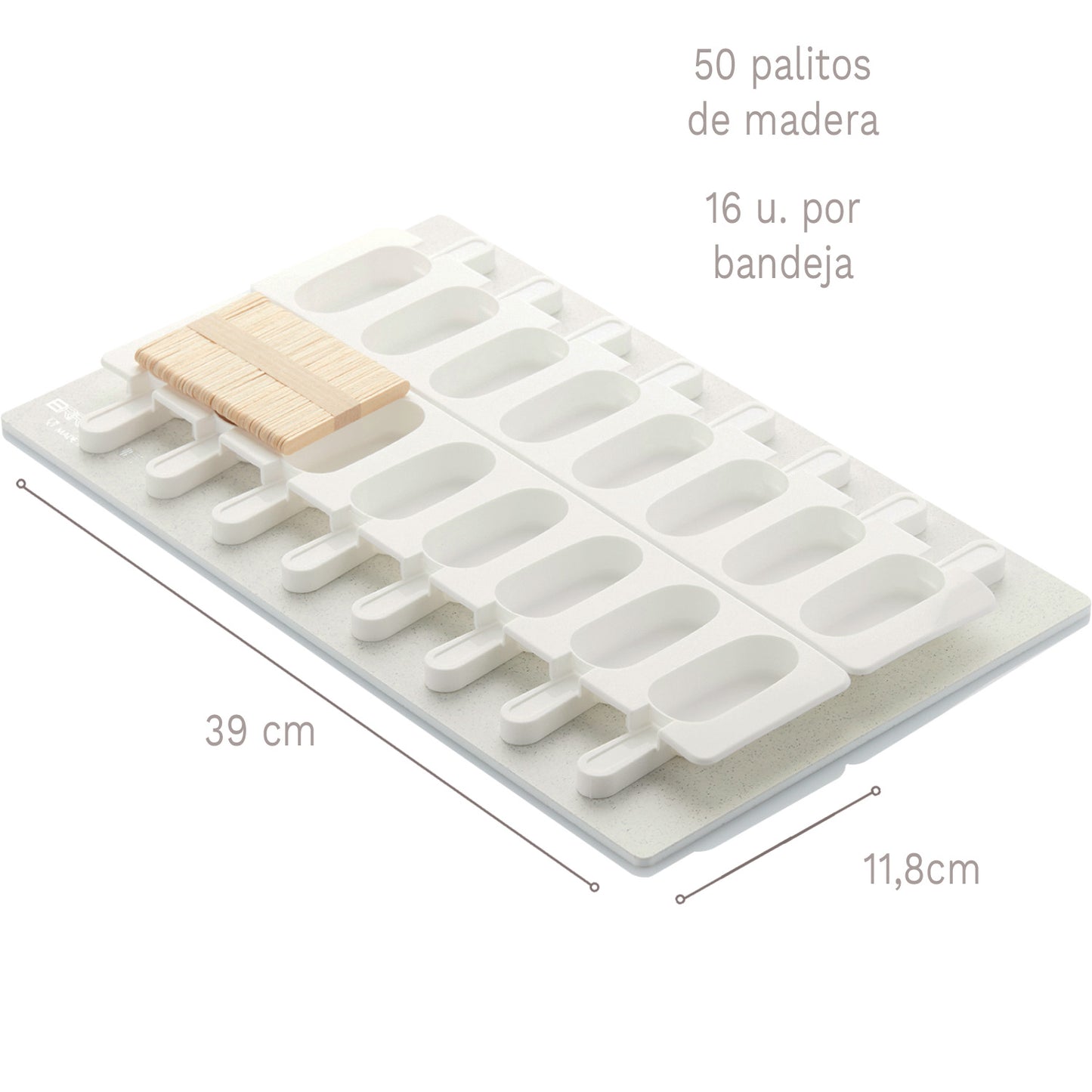 MOLDE HELADO CLÁSICO MINI - 2 MOLDES DE 390x118MM Y 50 PALOS