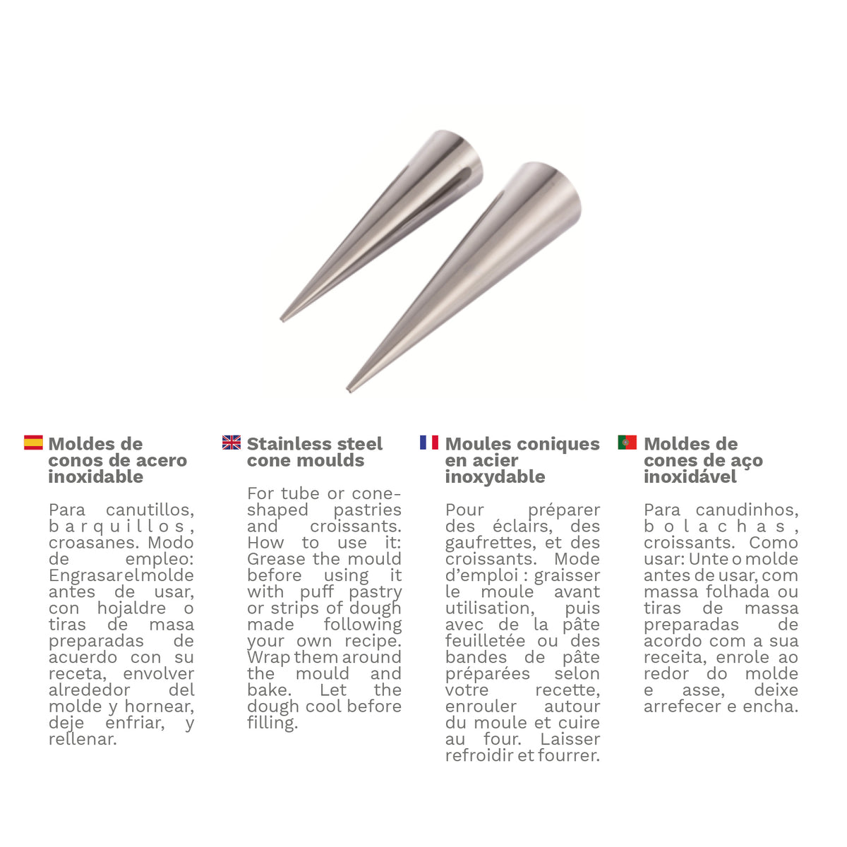 MOULE CÔNE CANNOLI INOX Ø 40 X 160MM