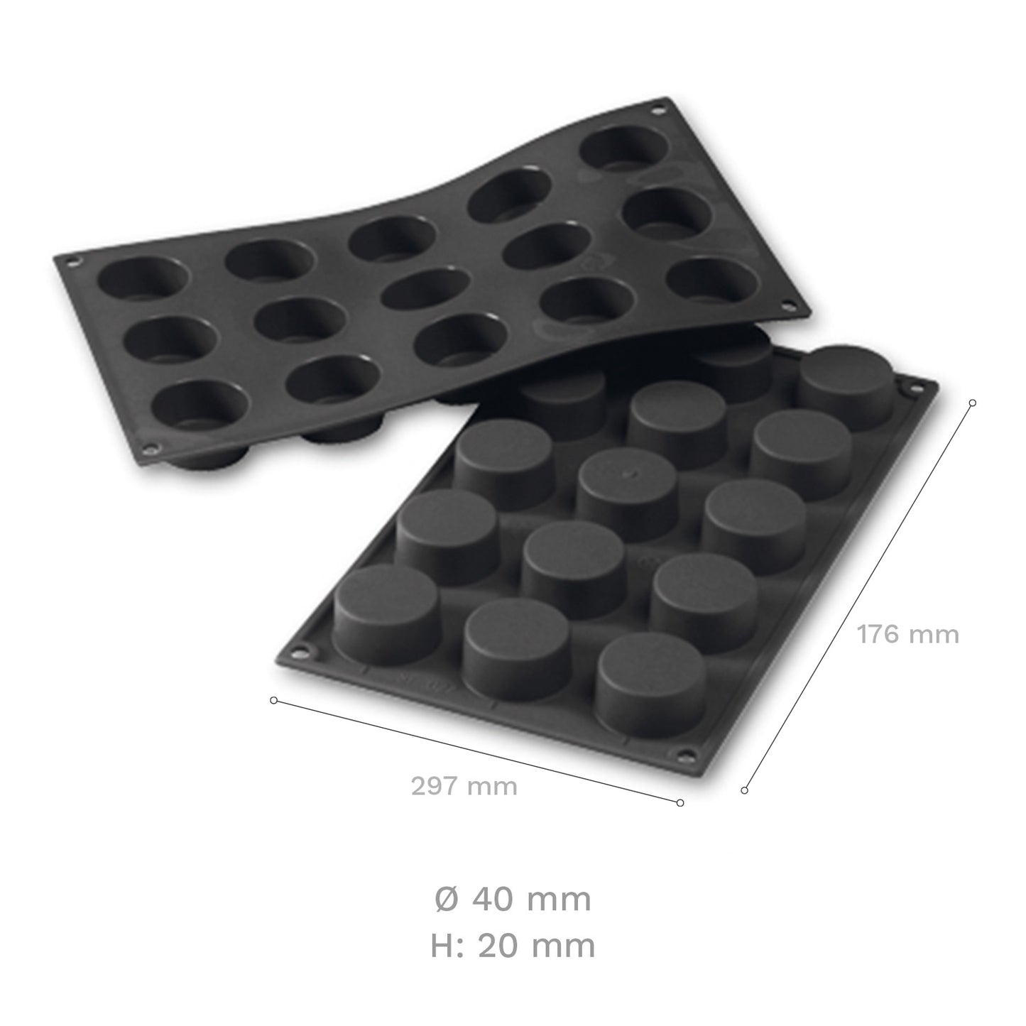 SILICON MOULD 15 MINI-ROUND SHAPES Ø 40x20 MM