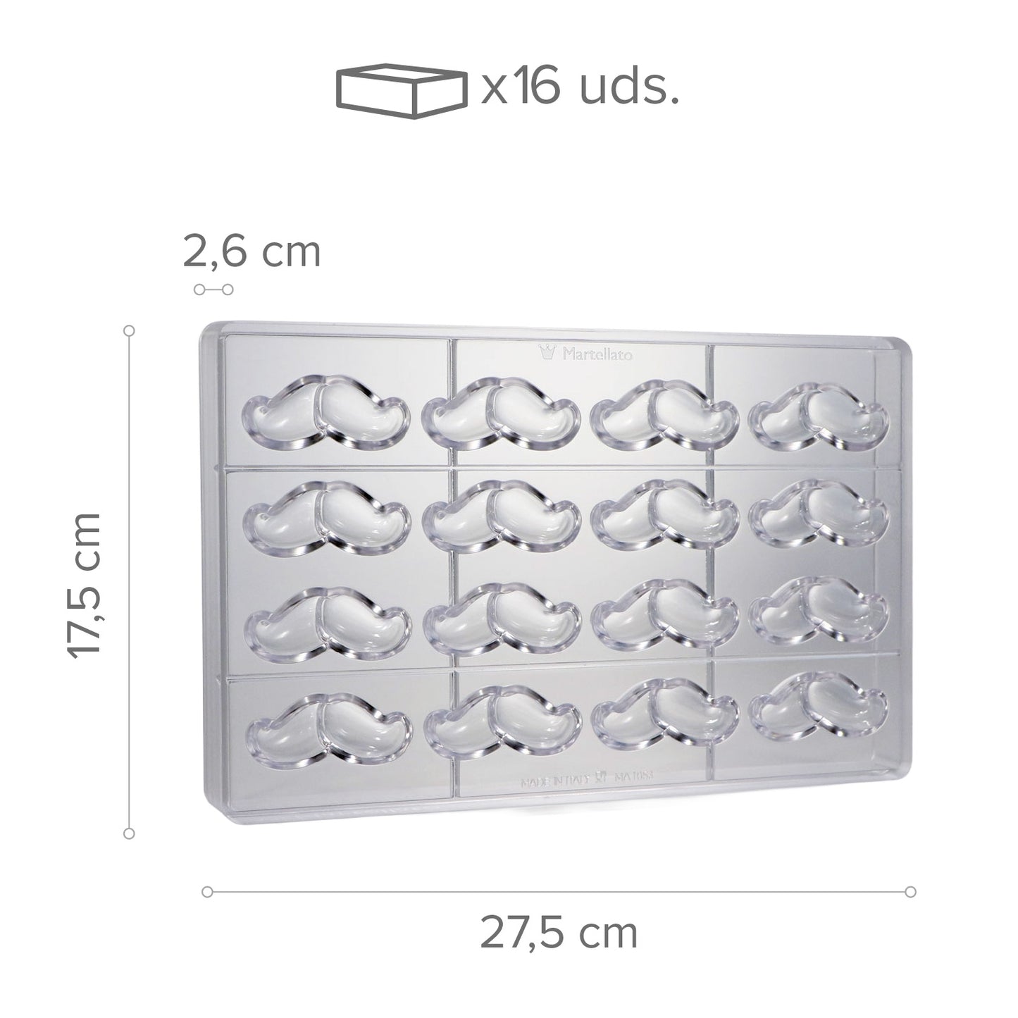 POLYCARBONATE MOULD BIGOT - 16 PIECES - 275 x 175 x 26 MM
