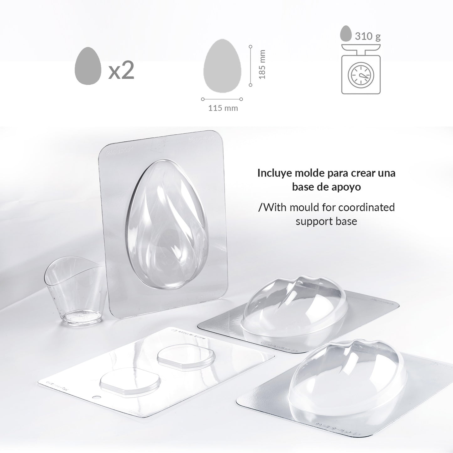 KIT MOULE PLASTIQUE THERMOFORMÉ OEUF CURVY Ø115H185MM