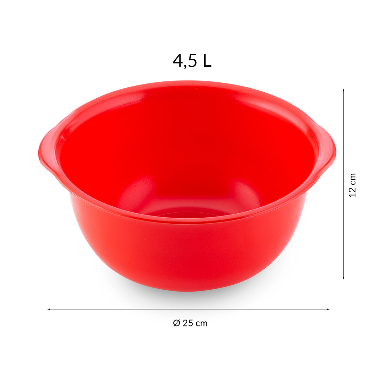 CIOTOLA IN PLASTICA ROSSA EASY GRIP | 4.5L Ø 25CM H 12CM